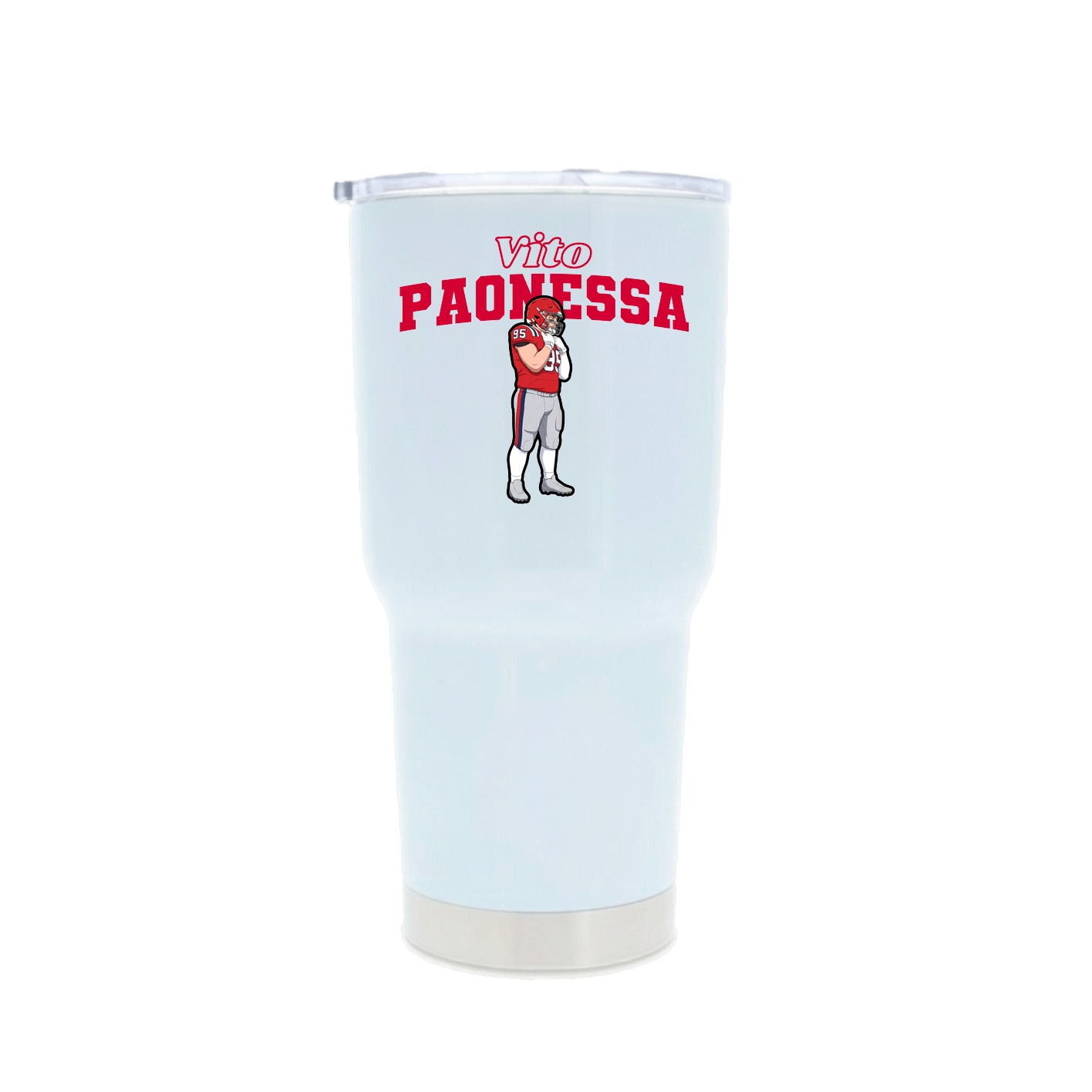 30oz Stainless Steel Tumbler — Name Arch in White