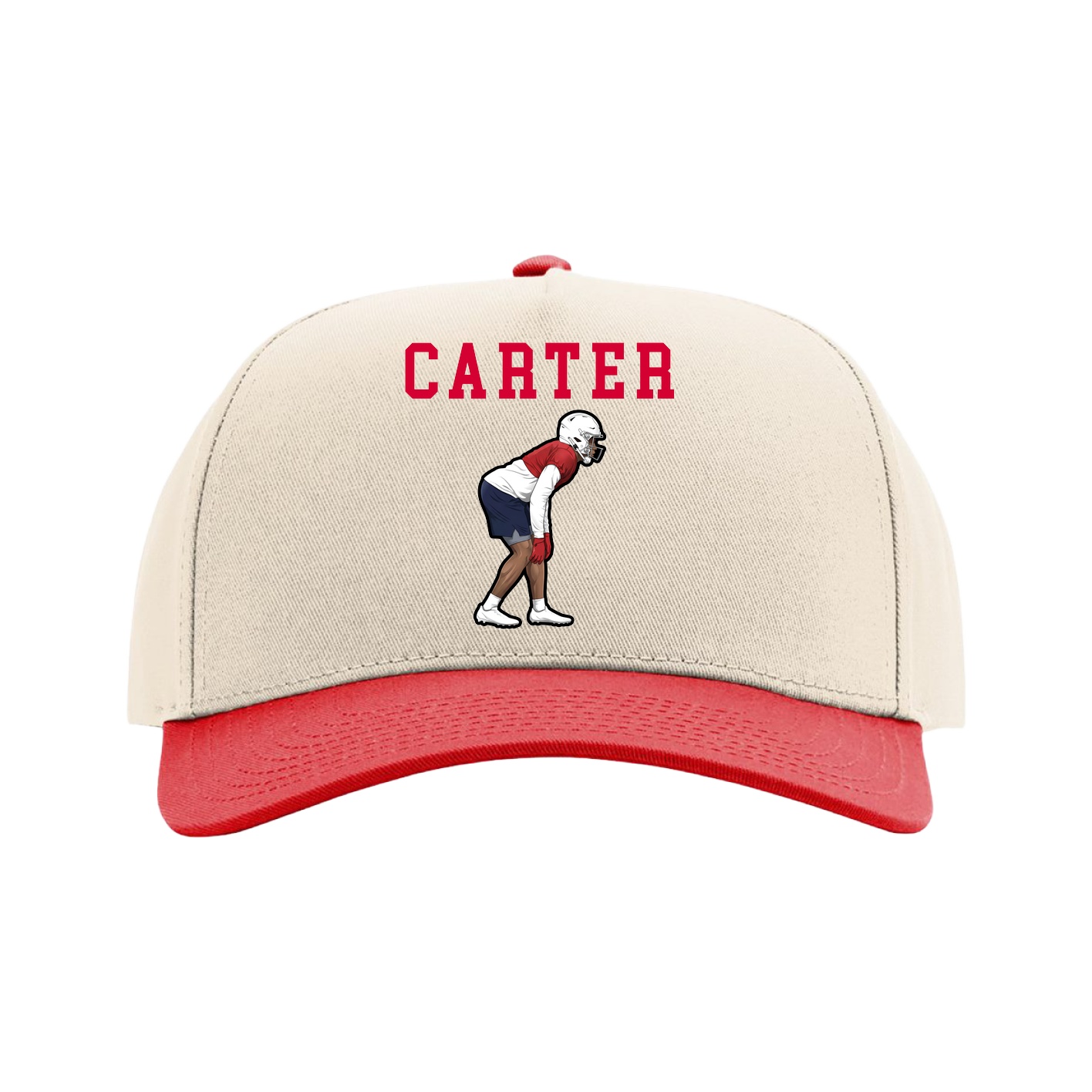 Full Fabric Five-Panel Champ Cap — Shirsey in Cream/Red