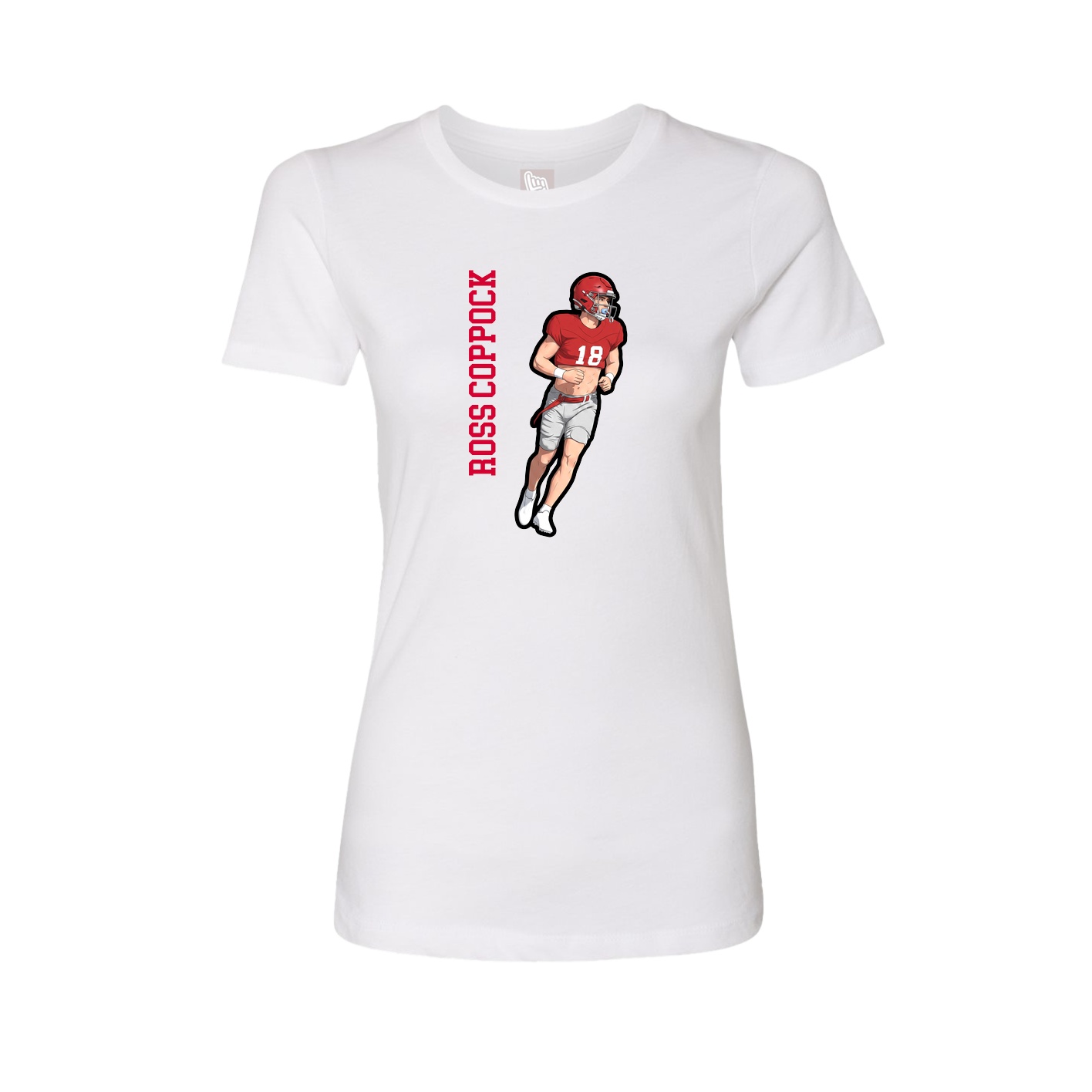Fitted Women's Tee — Name Vertical in White