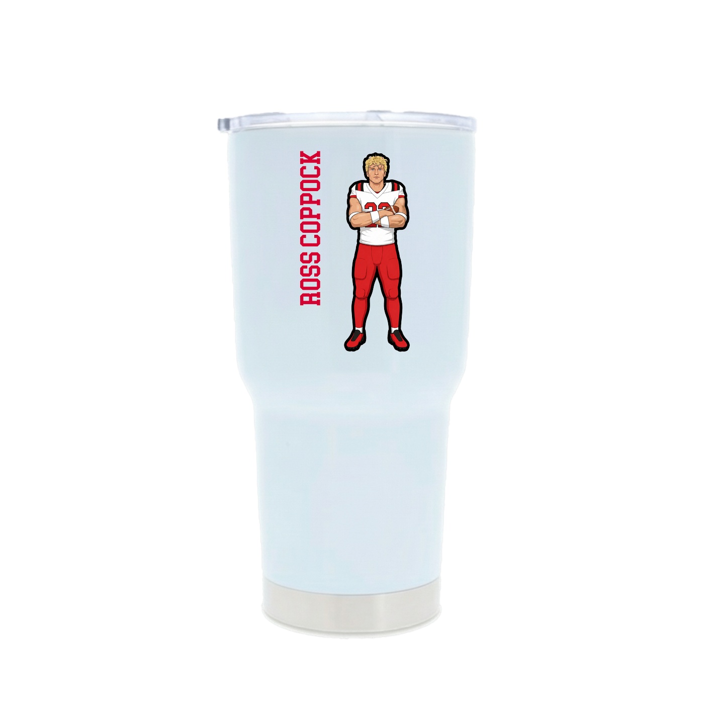 30oz Stainless Steel Tumbler — Name Vertical in White