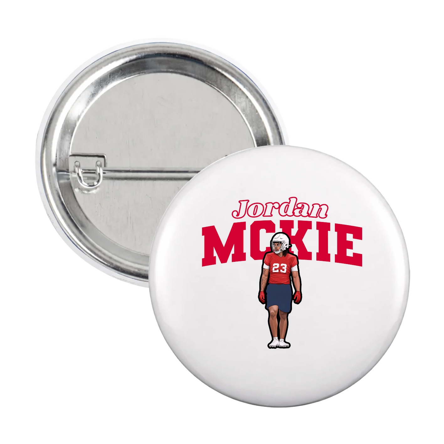 Game Day Button — Name Arch in White