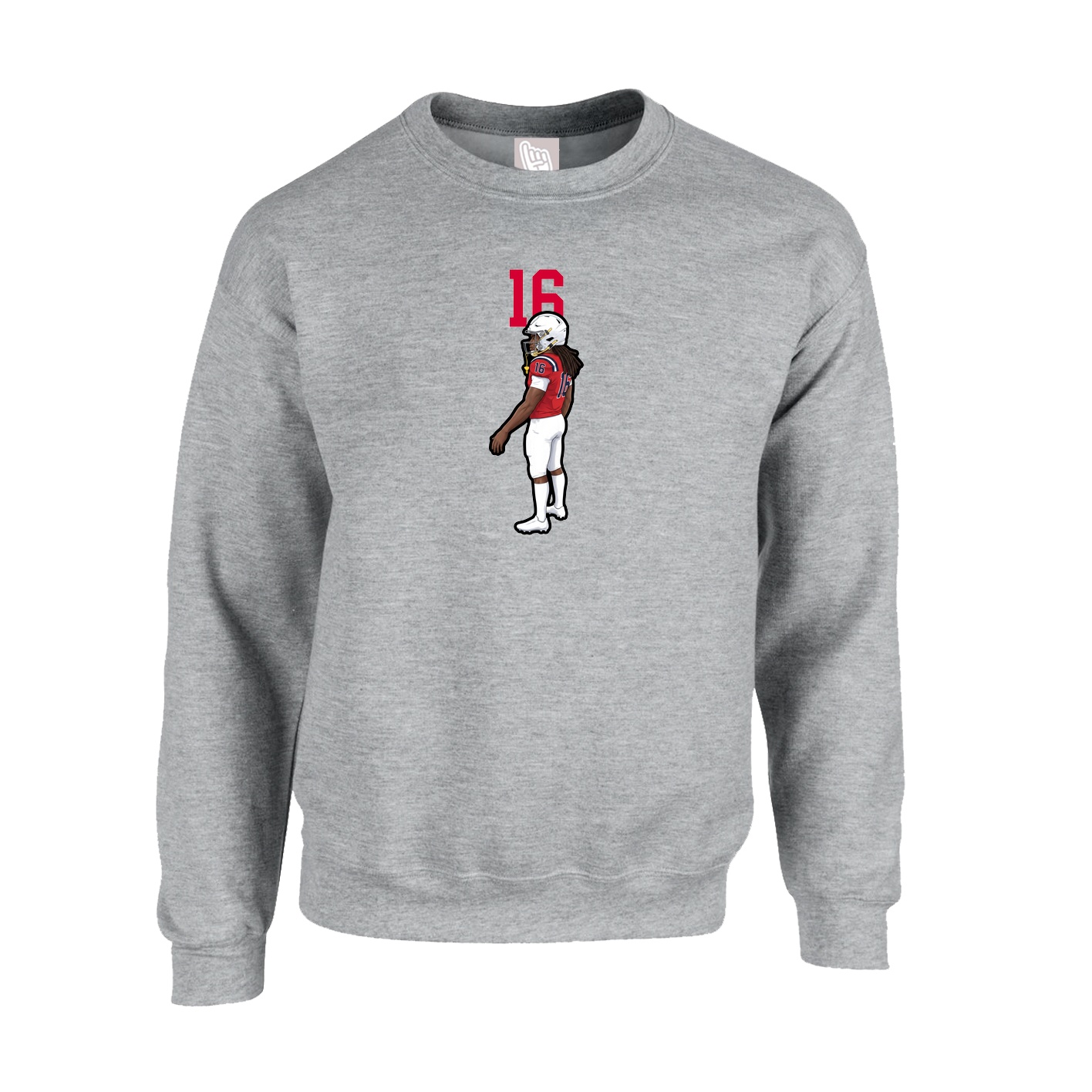 Fleece Crew — Number Top in Grey