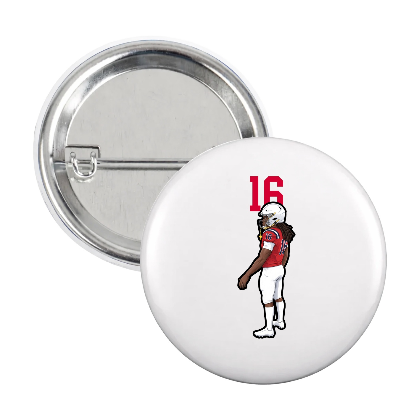 Game Day Button — Number Top in White