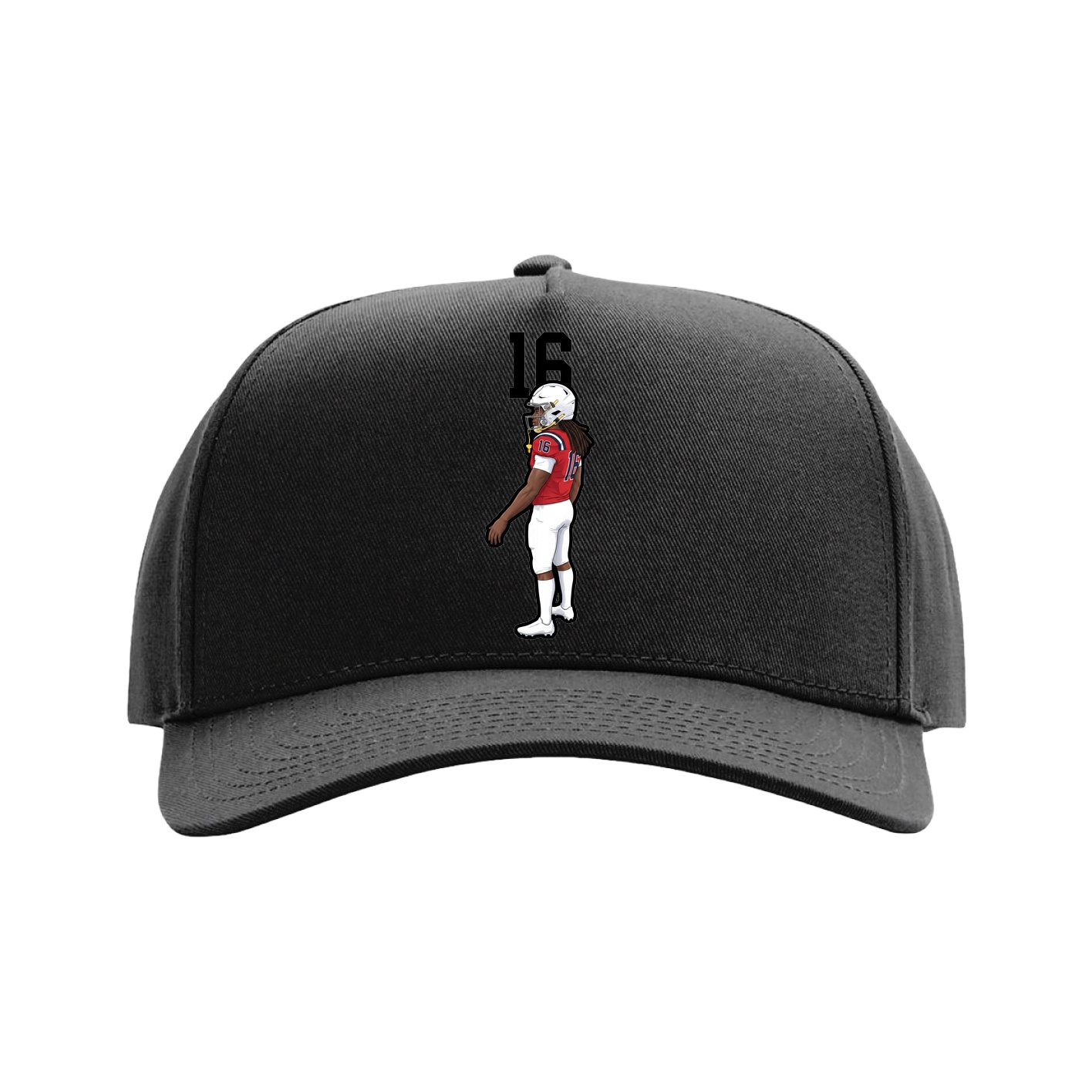 Full Fabric Five-Panel Champ Cap — Number Top in Black