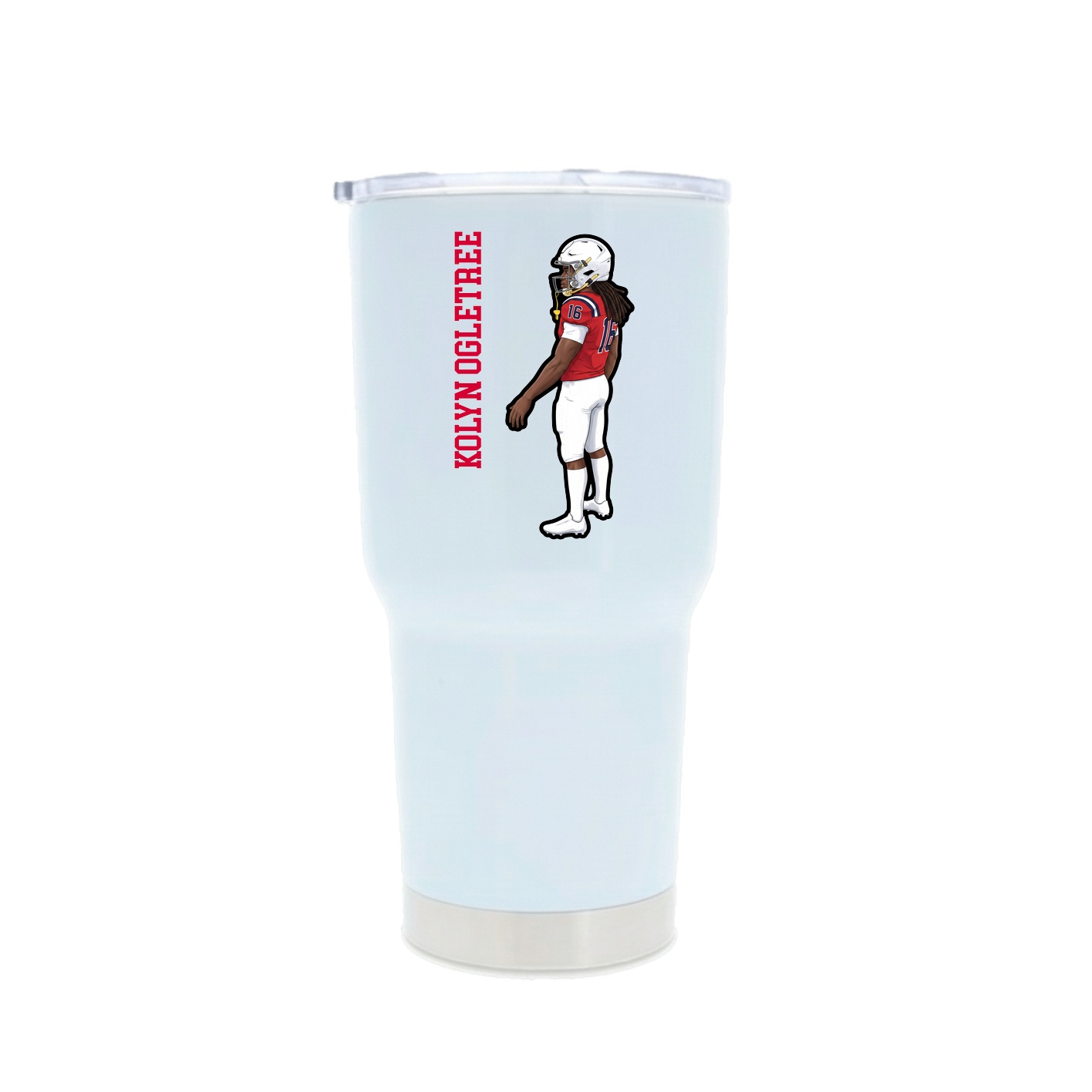 30oz Stainless Steel Tumbler — Name Vertical in White