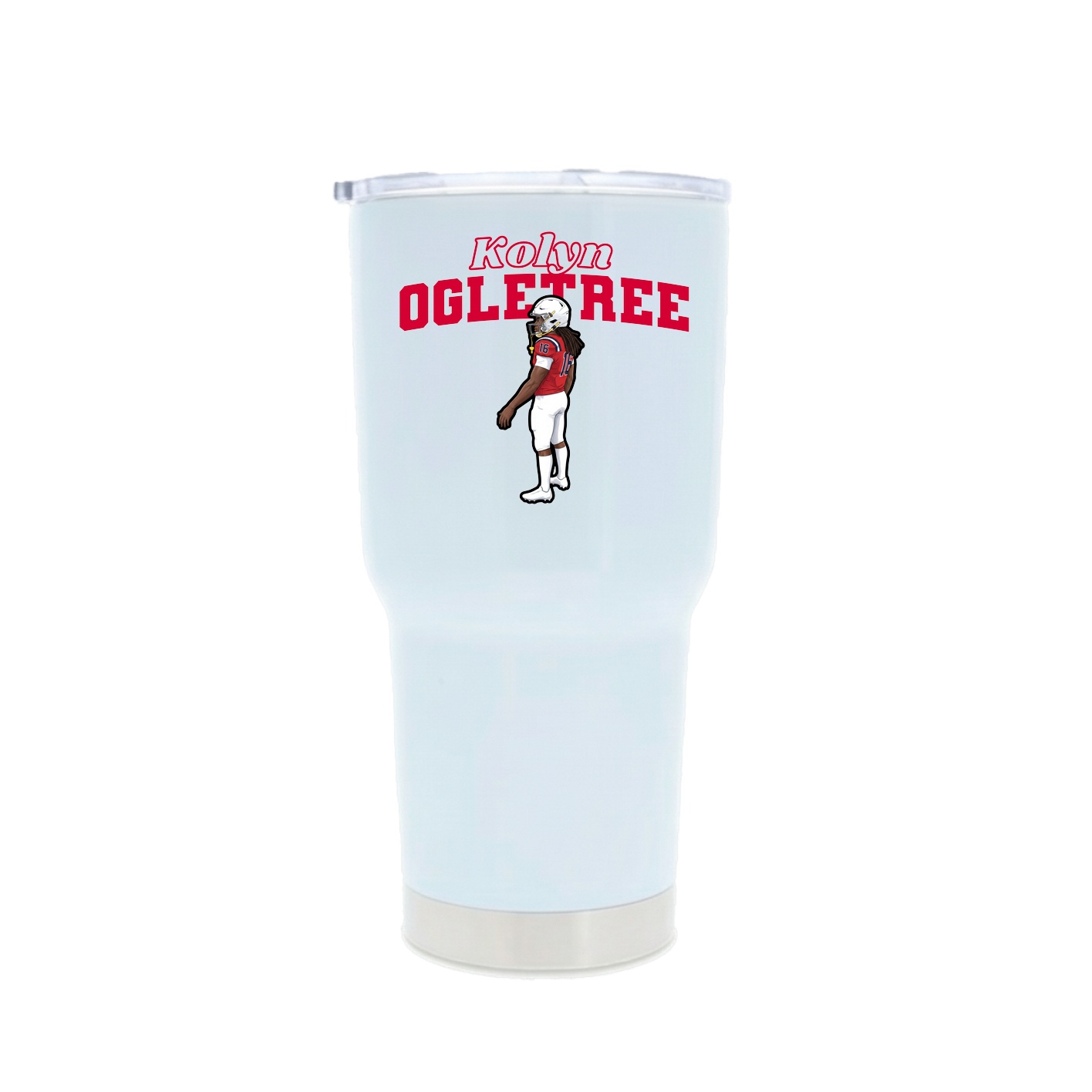 30oz Stainless Steel Tumbler — Name Arch in White
