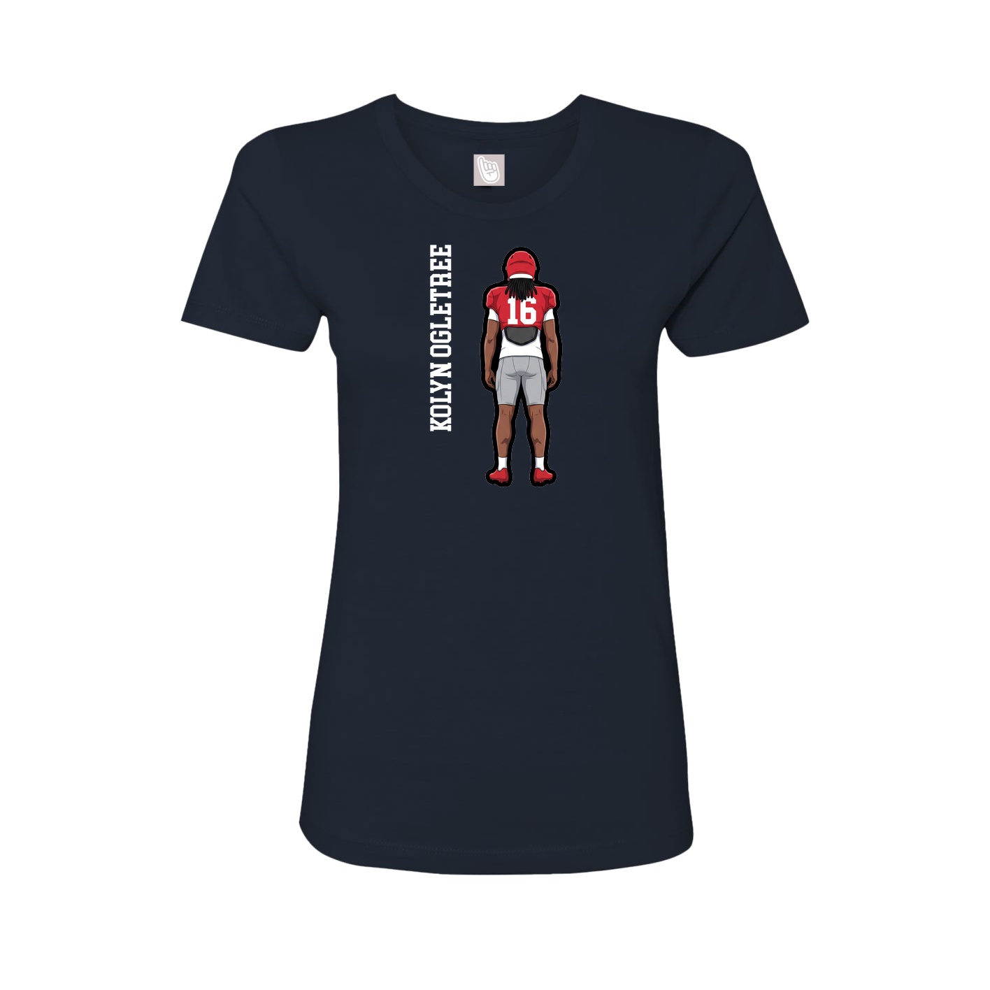 Fitted Women's Tee — Name Vertical in Navy