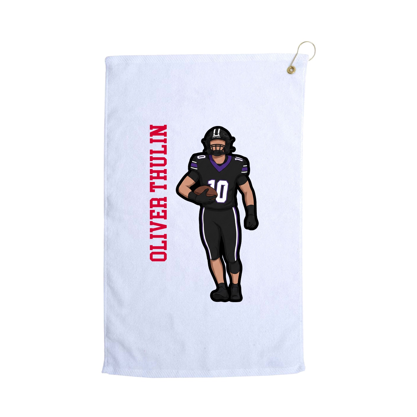 Golf Towel — Name Vertical in White