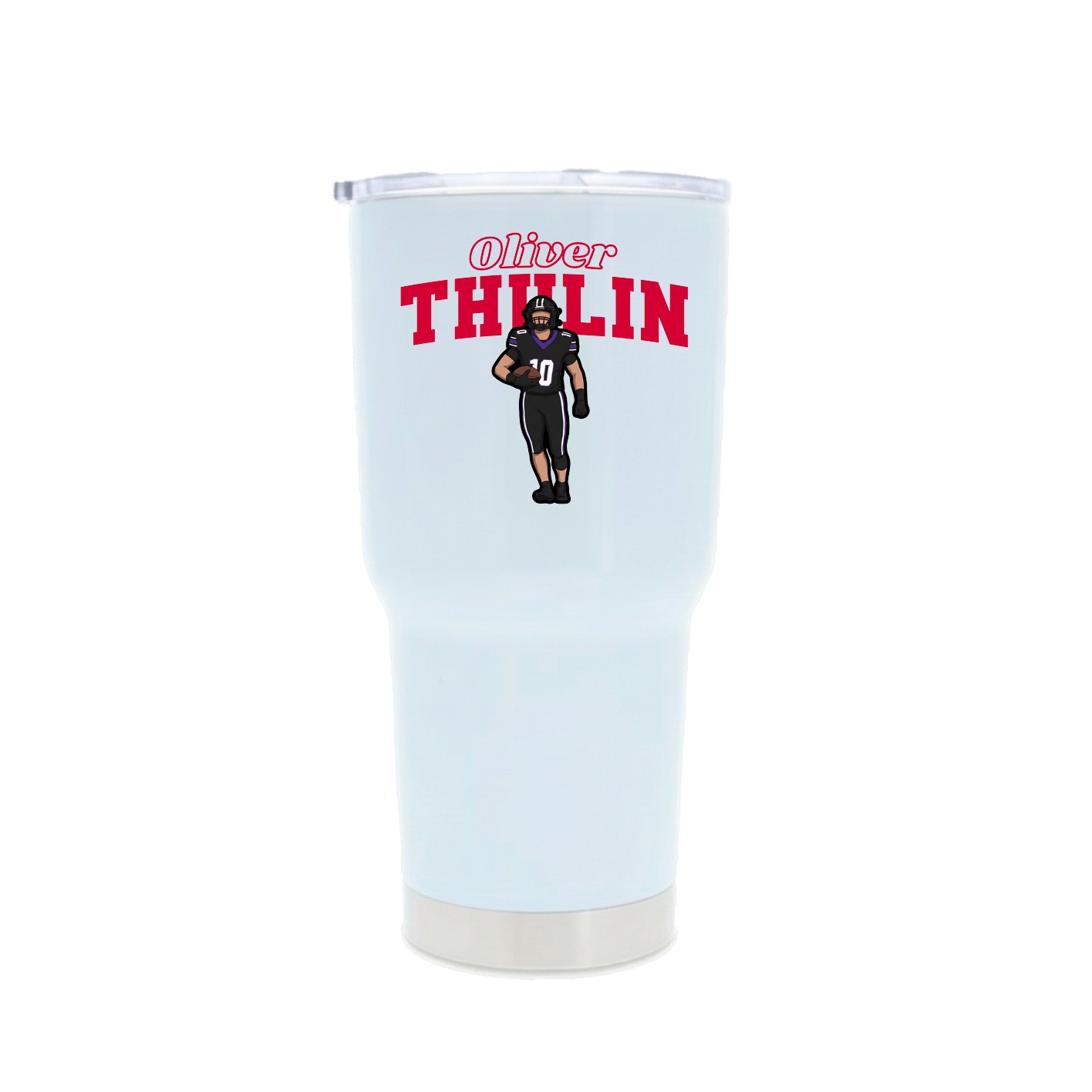 30oz Stainless Steel Tumbler — Name Arch in White