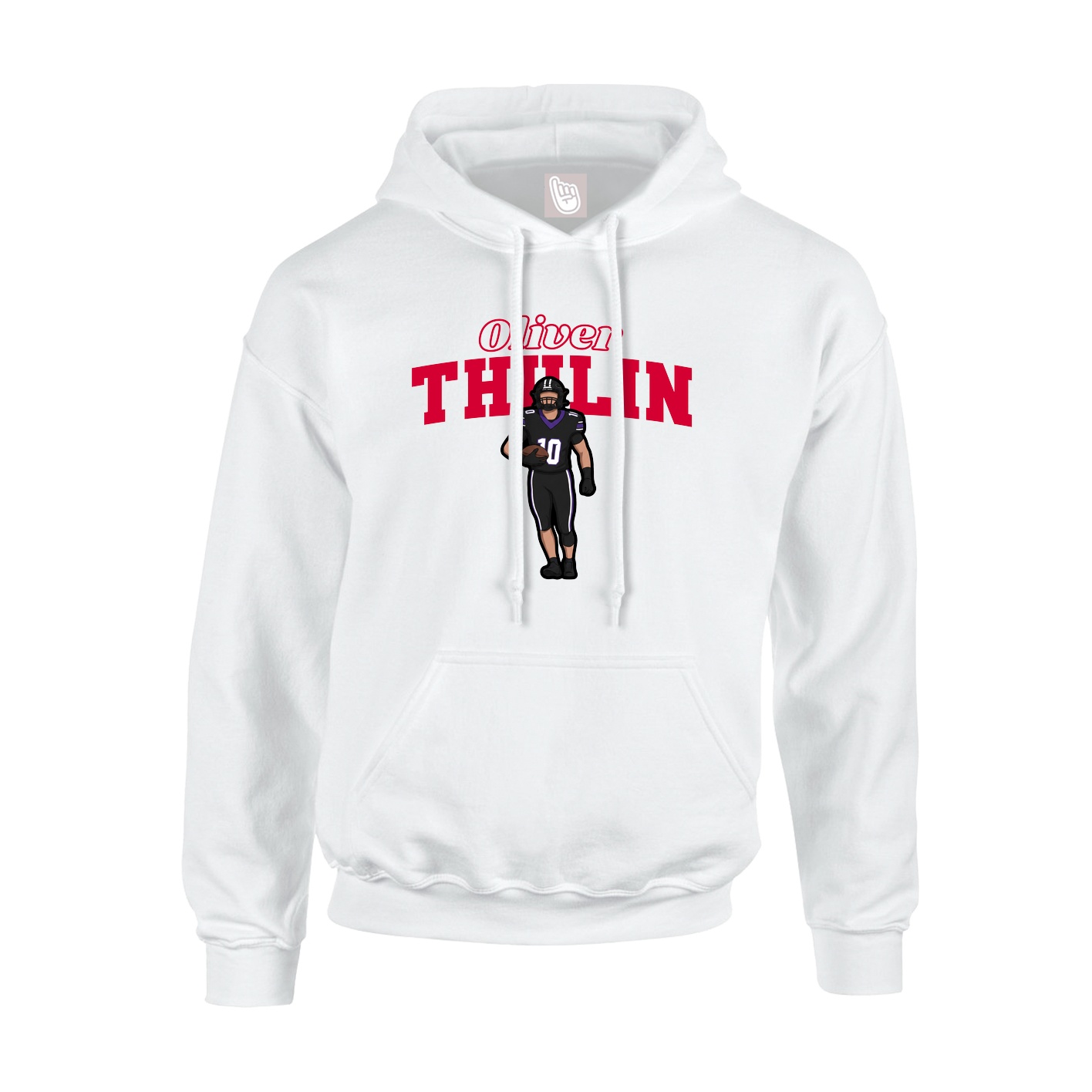 Youth Hoodie — Name Arch in White