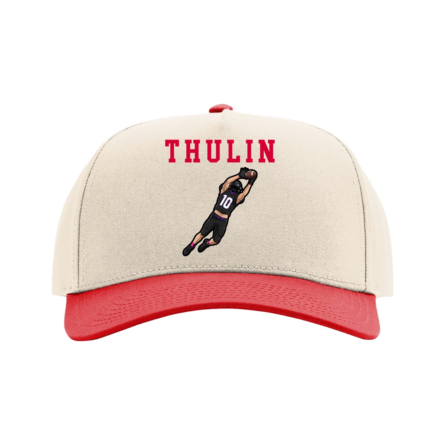 Full Fabric Five-Panel Champ Cap — Shirsey in Cream/Red