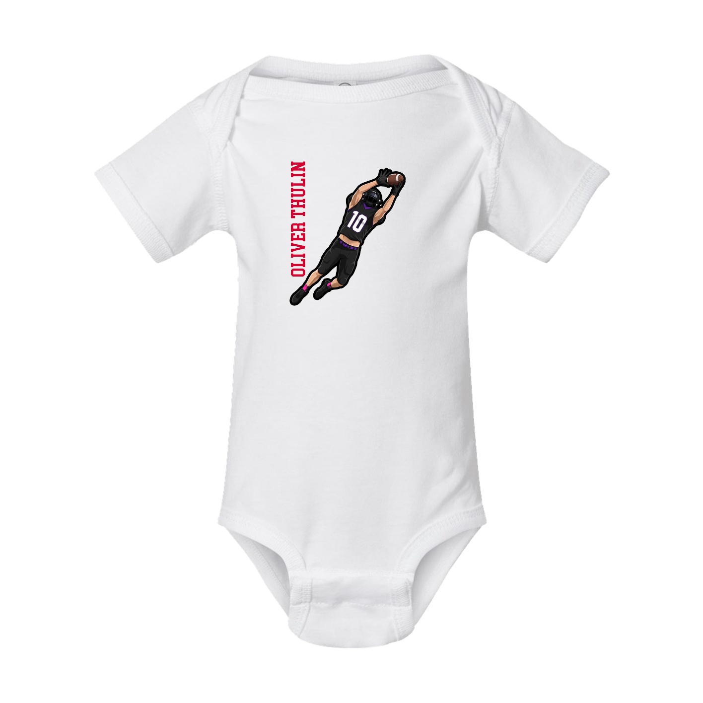 Baby Onesie — Name Vertical in White