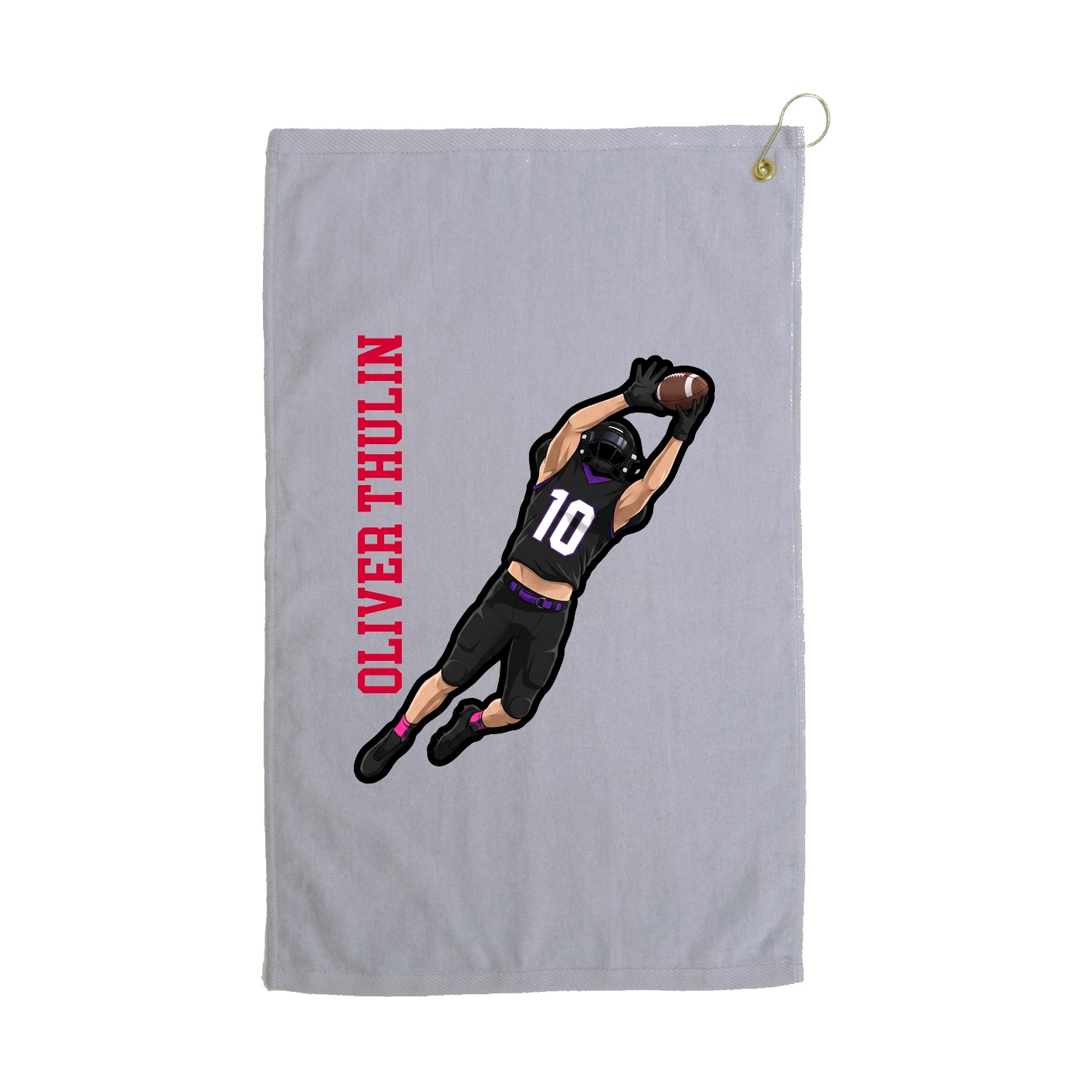 Golf Towel — Name Vertical in Grey