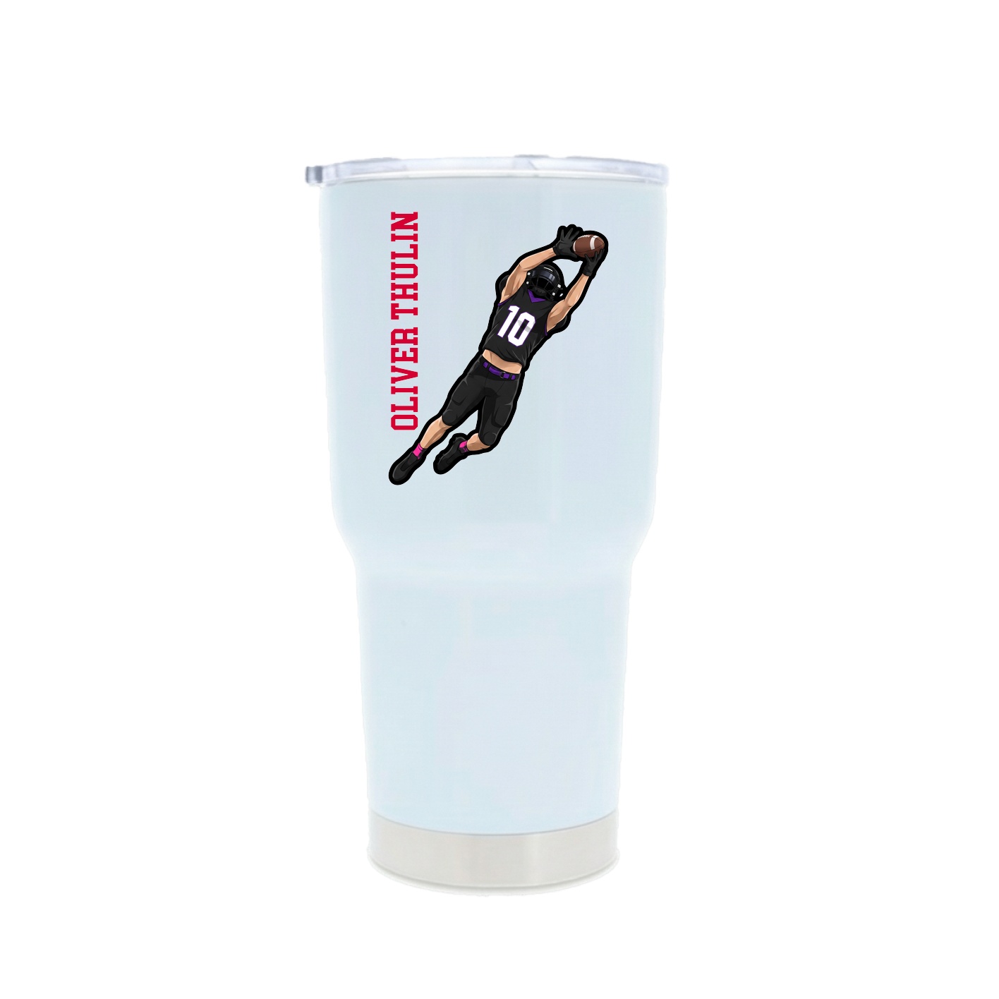 30oz Stainless Steel Tumbler — Name Vertical in White