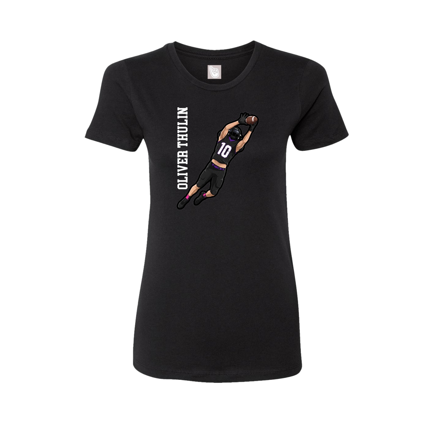 Fitted Women's Tee — Name Vertical in Black