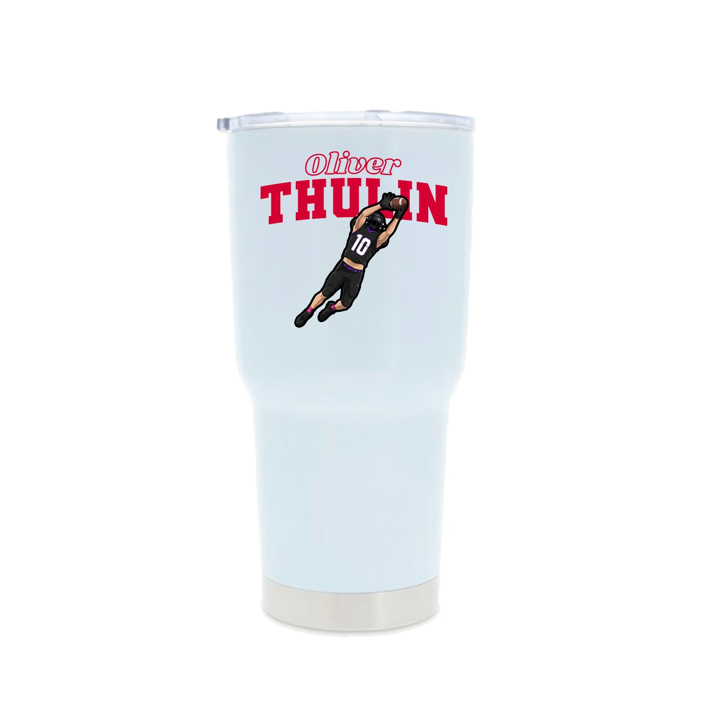 30oz Stainless Steel Tumbler — Name Arch in White