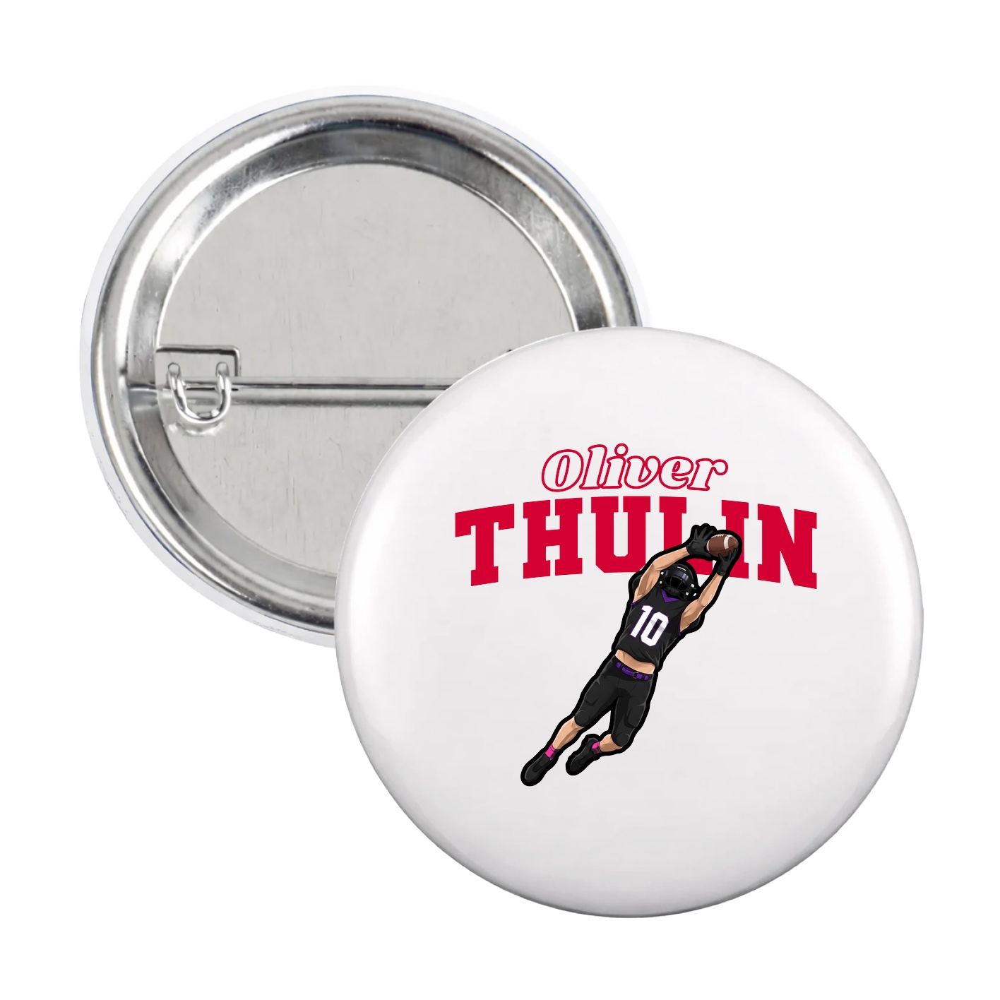 Game Day Button — Name Arch in White