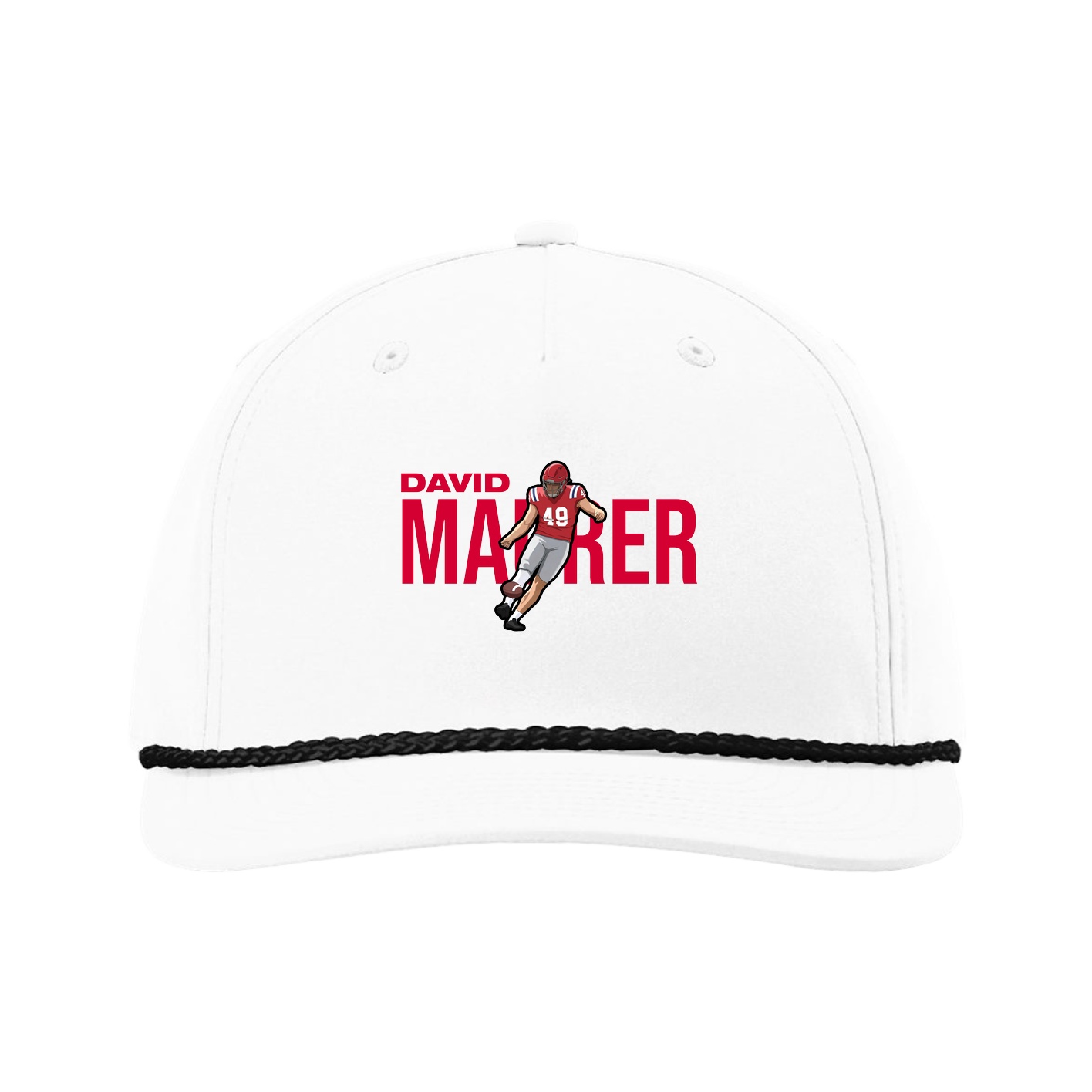Five-Panel Classic Rope Cap — Player Name in White