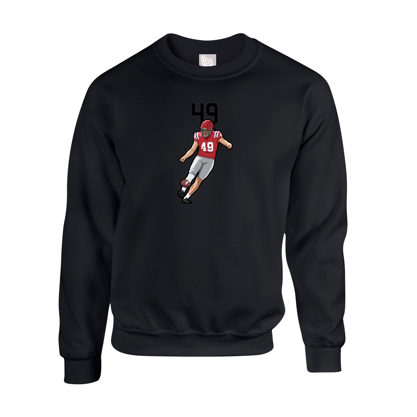 Fleece Crew — Number Top in Black