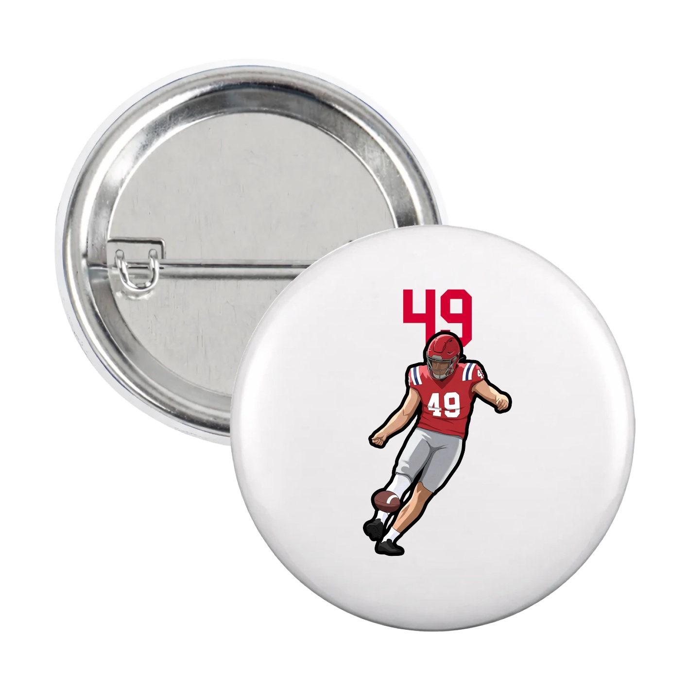 Game Day Button — Number Top in White