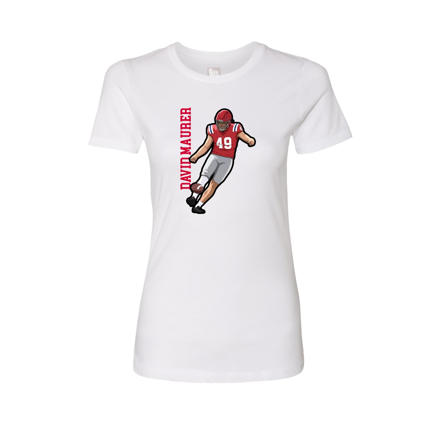 Fitted Women's Tee — Name Vertical in White