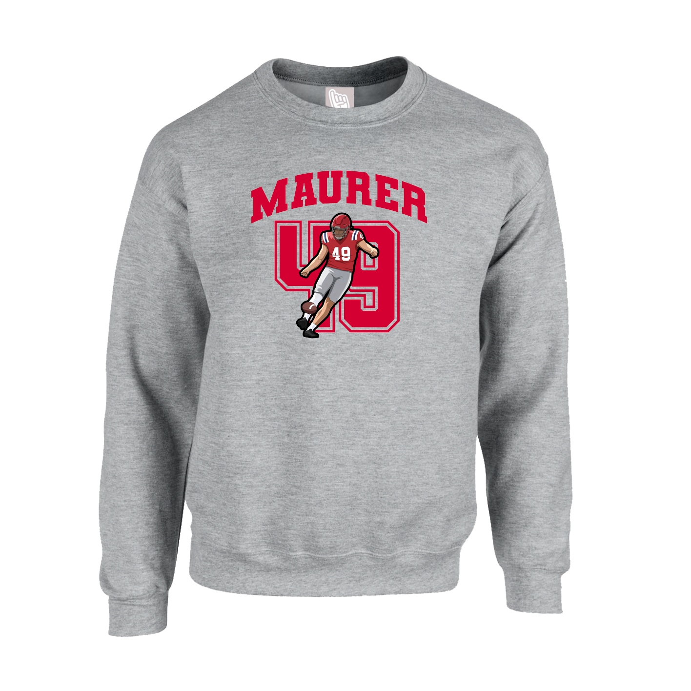 Fleece Crew — Number in Grey