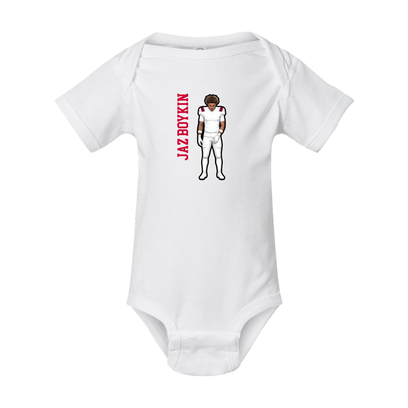 Baby Onesie — Name Vertical in White