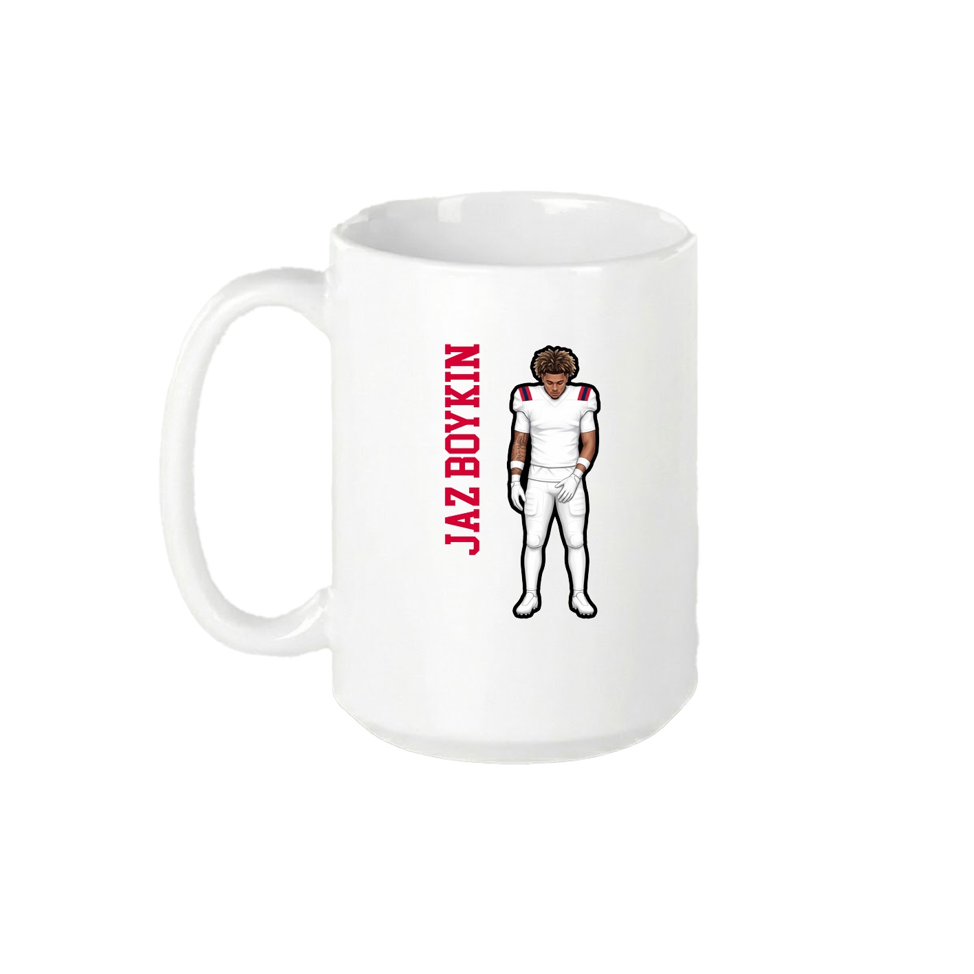 15oz Coffee Mug — Name Vertical in White