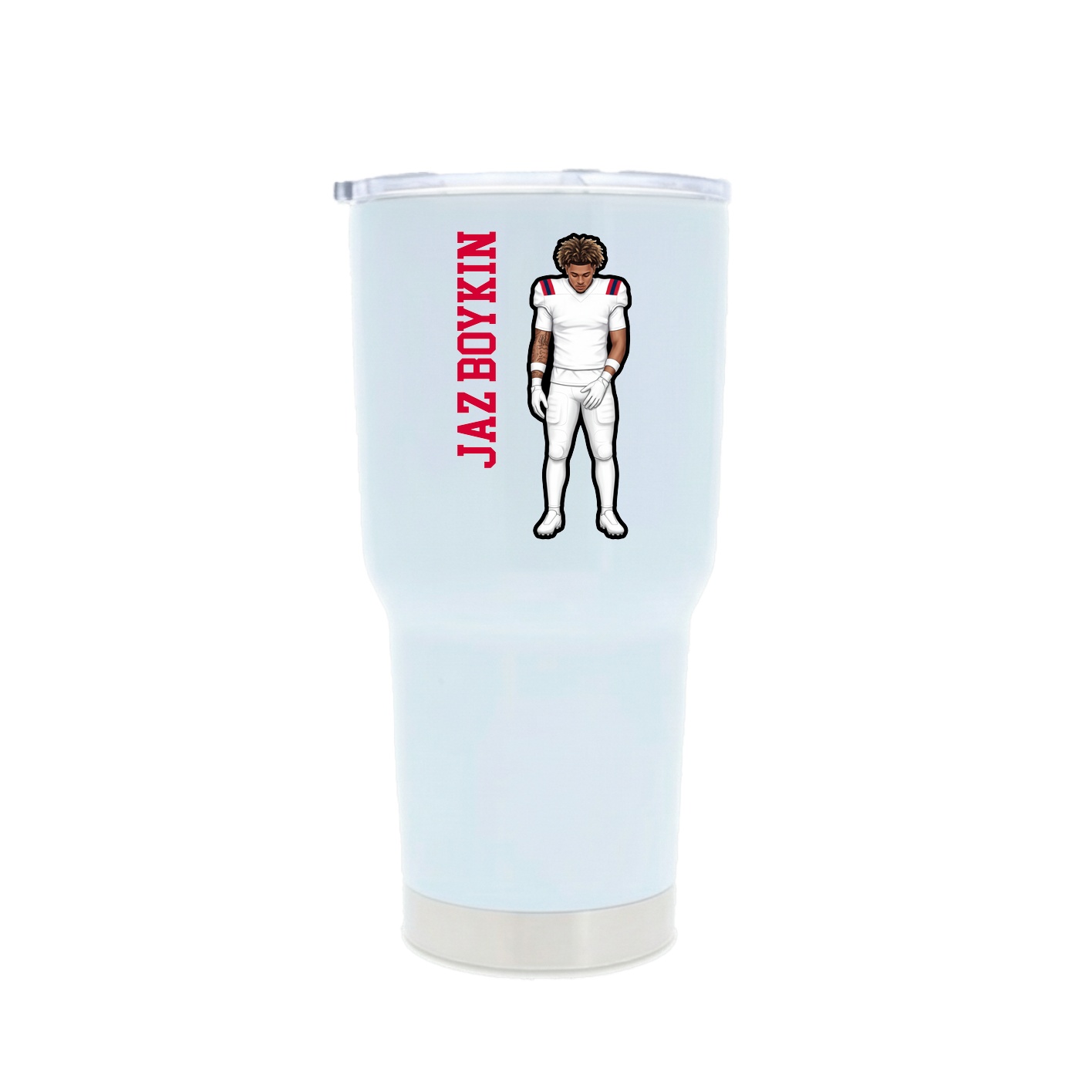 30oz Stainless Steel Tumbler — Name Vertical in White