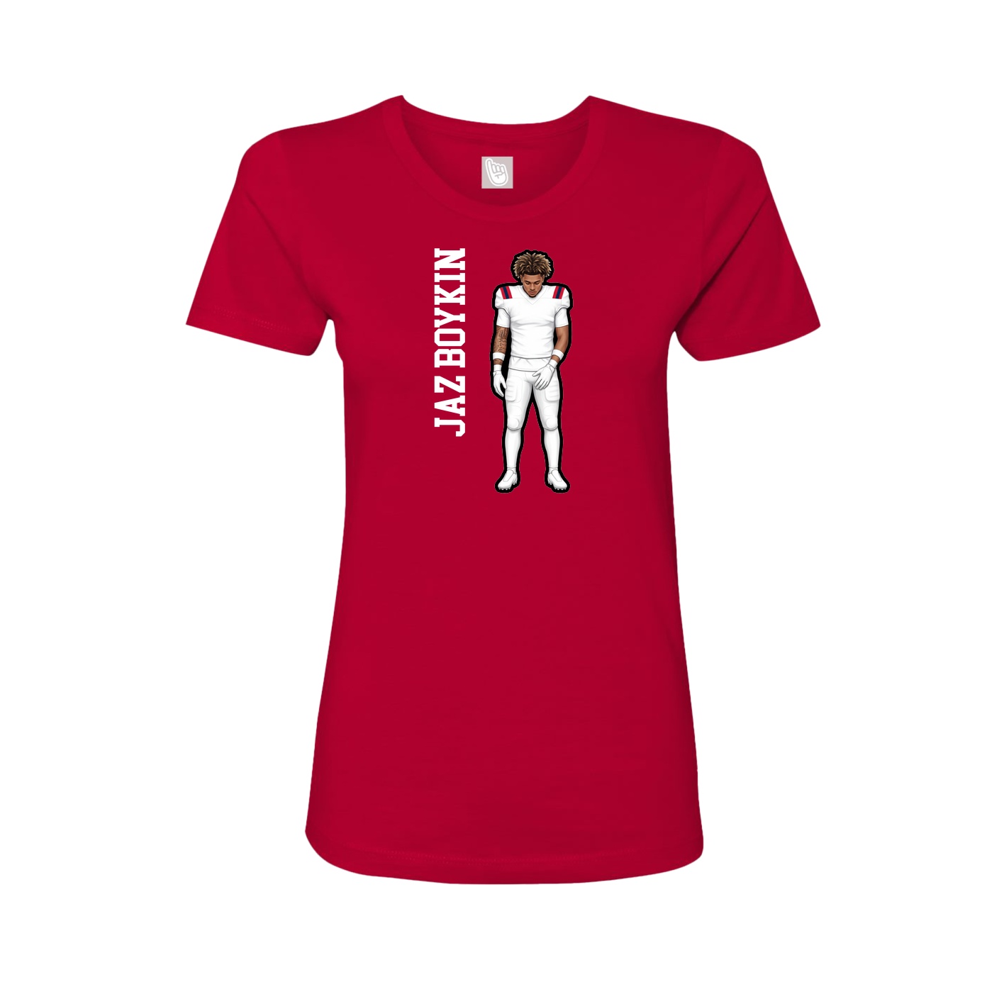 Fitted Women's Tee — Name Vertical in Red