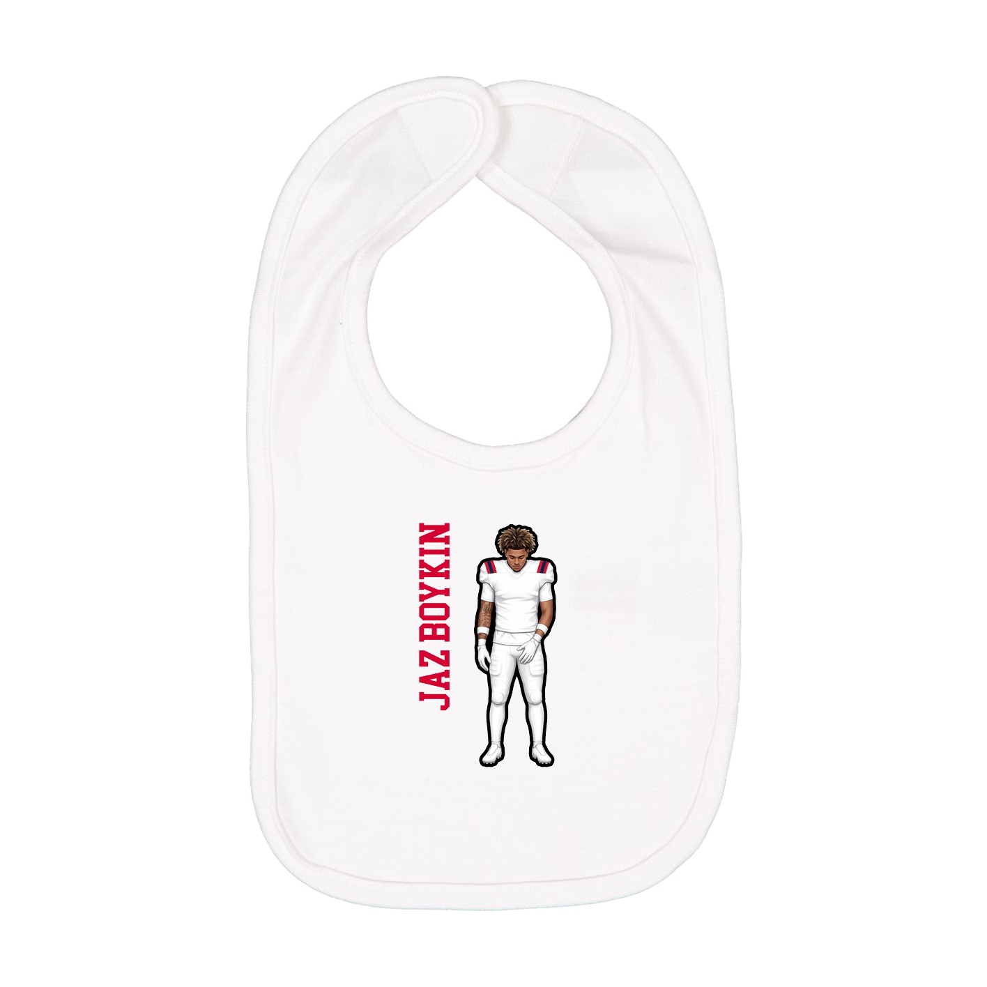 Infant Bib — Name Vertical in White