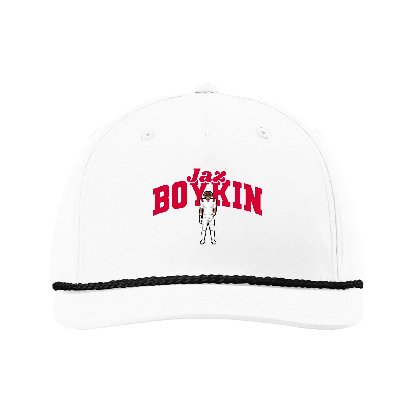 Five-Panel Classic Rope Cap — Signature Arch in White