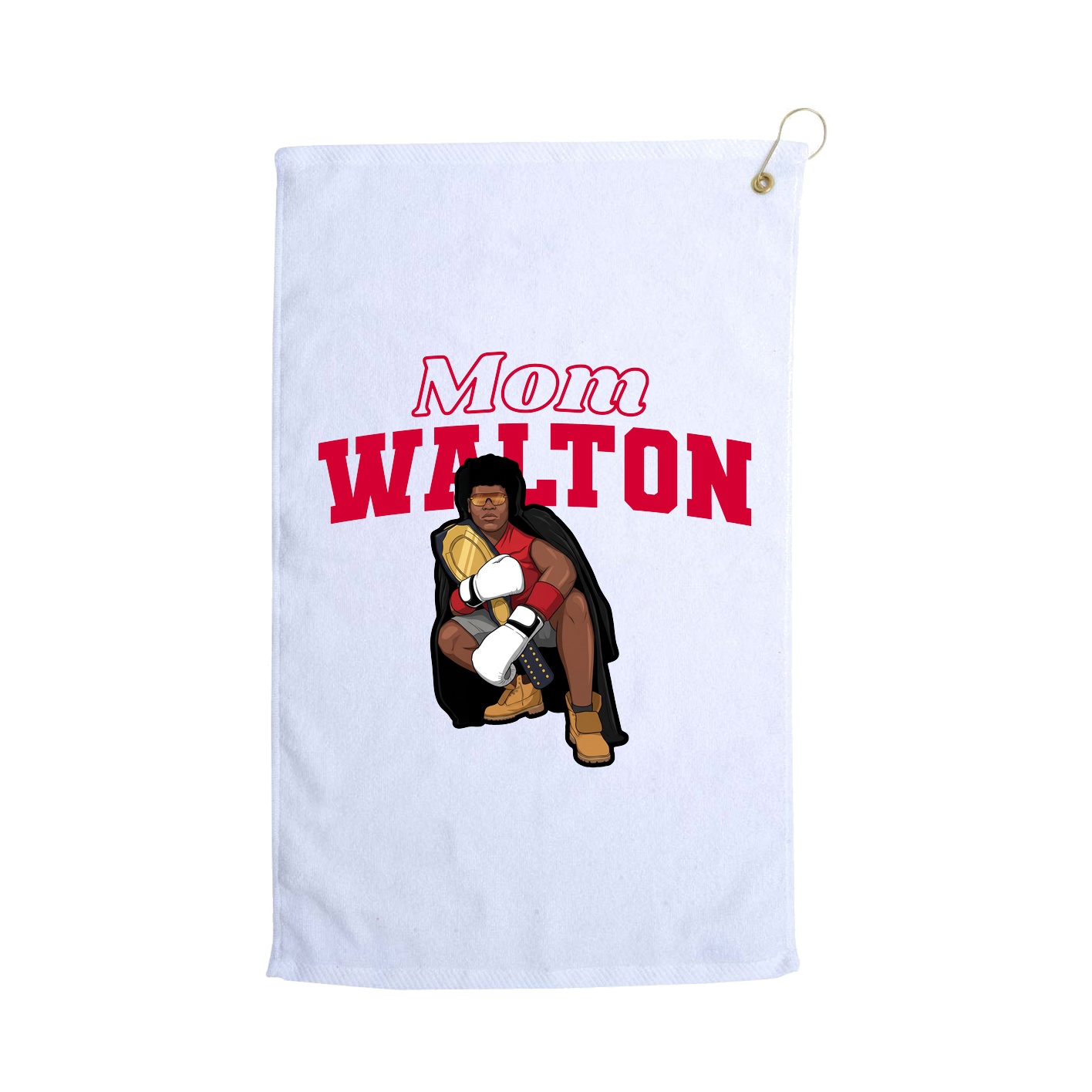 Golf Towel — Mothers Day Block in White