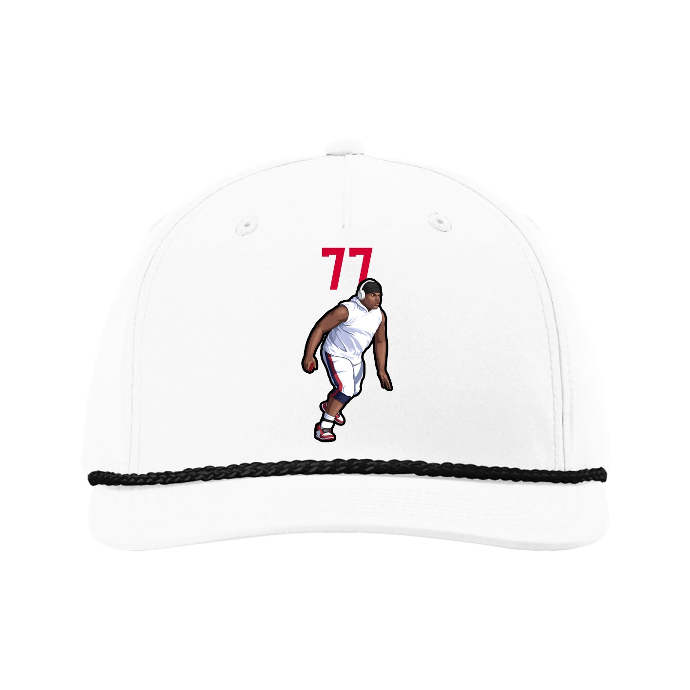 Five-Panel Classic Rope Cap — Number Top in White