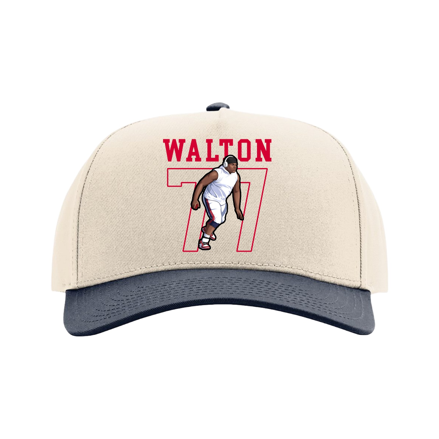 Full Fabric Five-Panel Champ Cap — Shirsey in Cream/Navy
