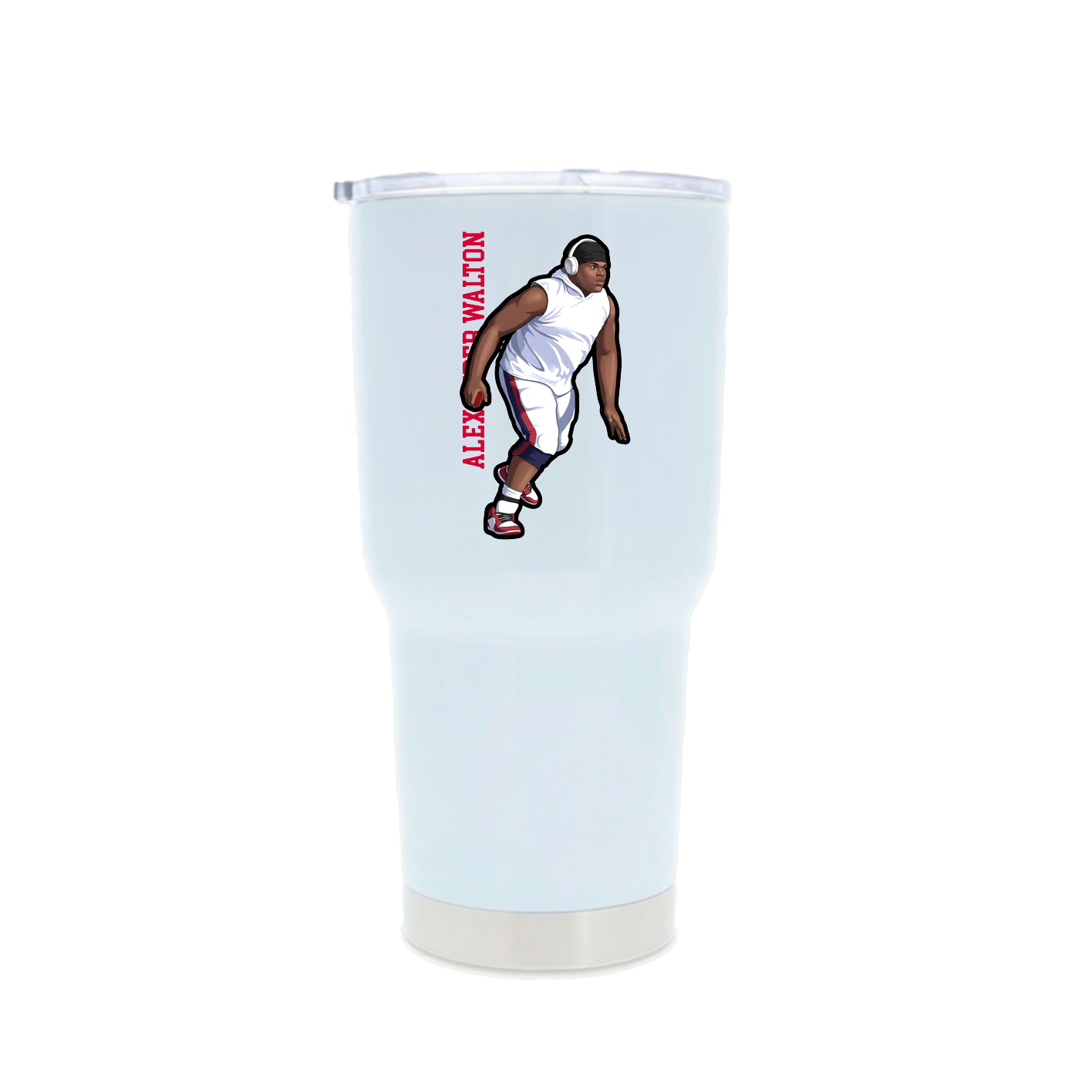 30oz Stainless Steel Tumbler — Name Vertical in White