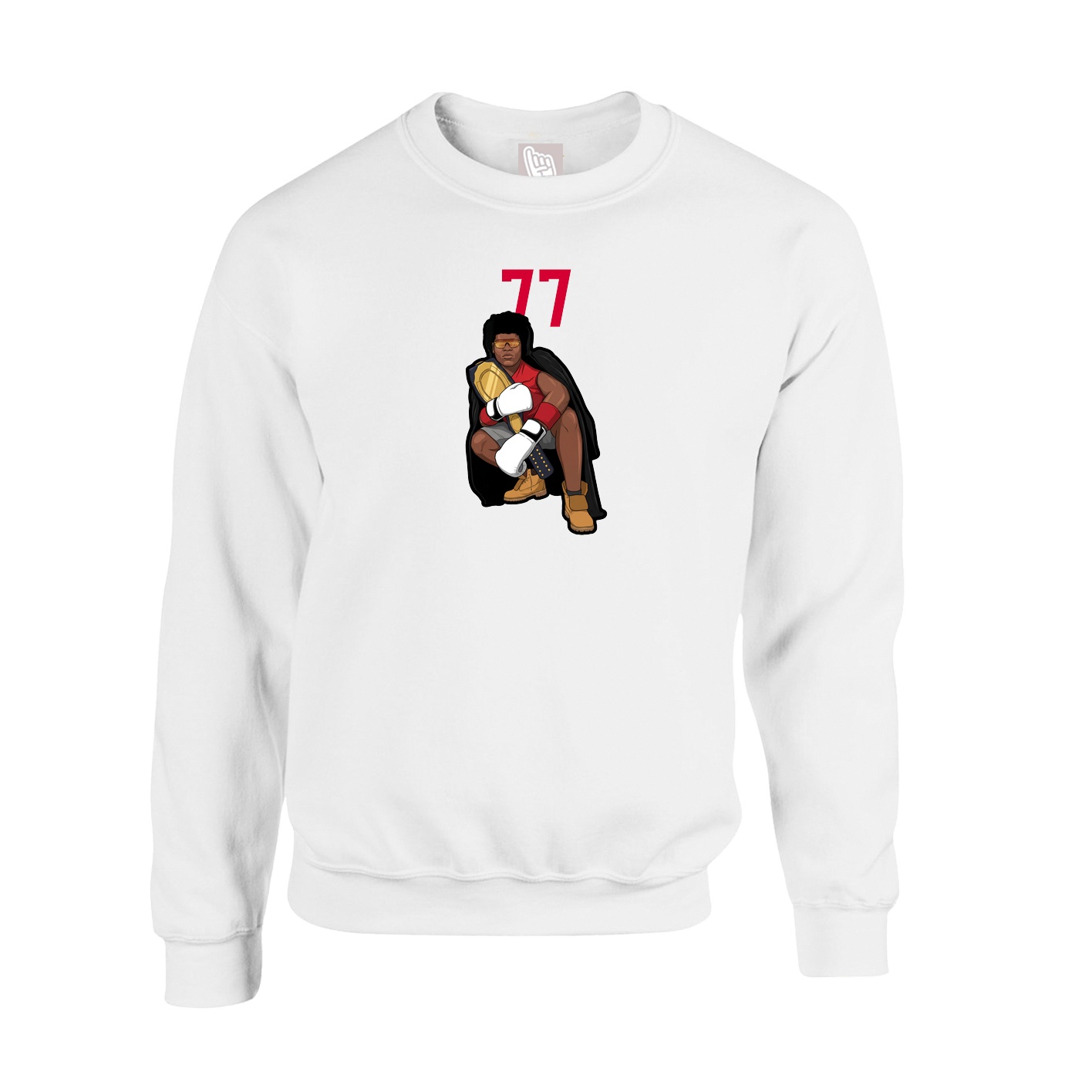 Fleece Crew — Number Top in White