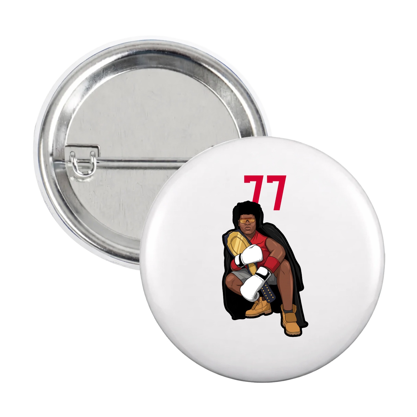 Game Day Button — Number Top in White