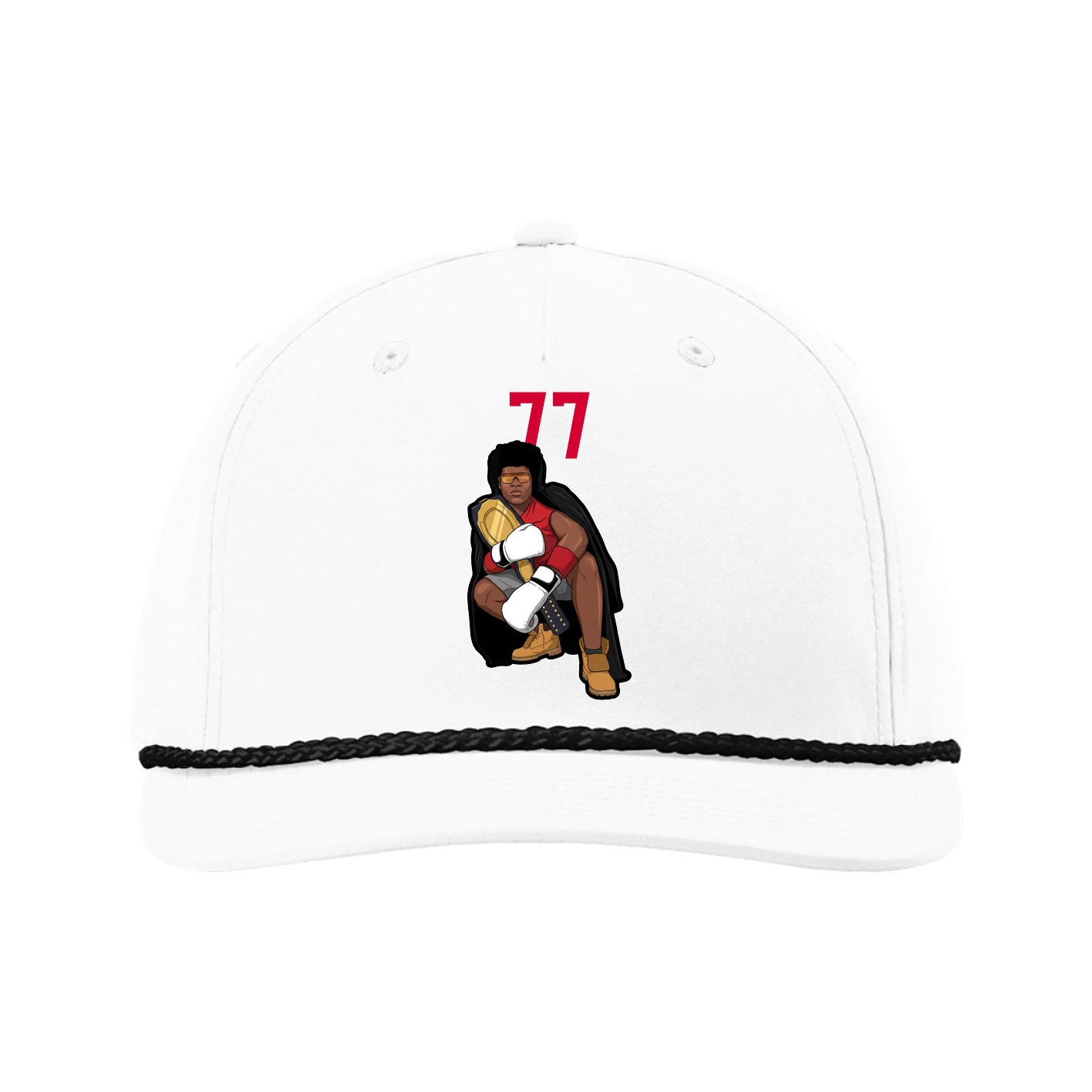 Five-Panel Classic Rope Cap — Number Top in White