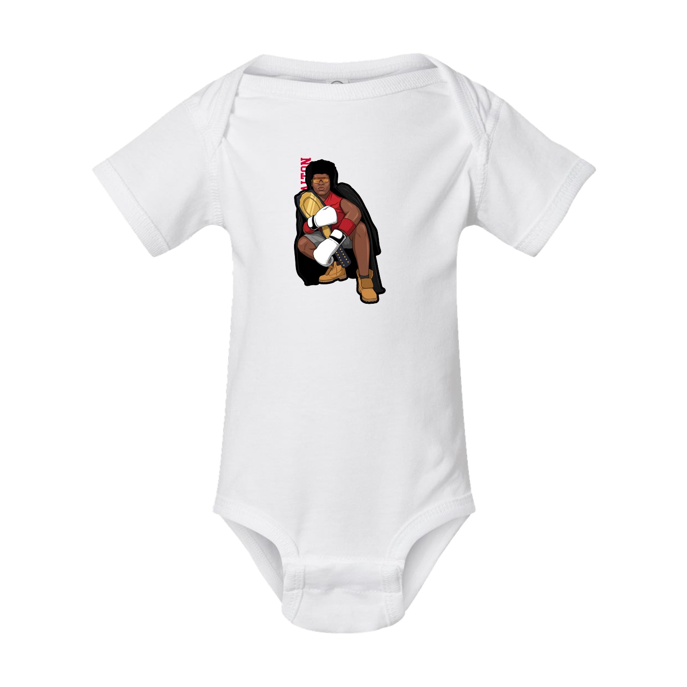 Baby Onesie — Name Vertical in White