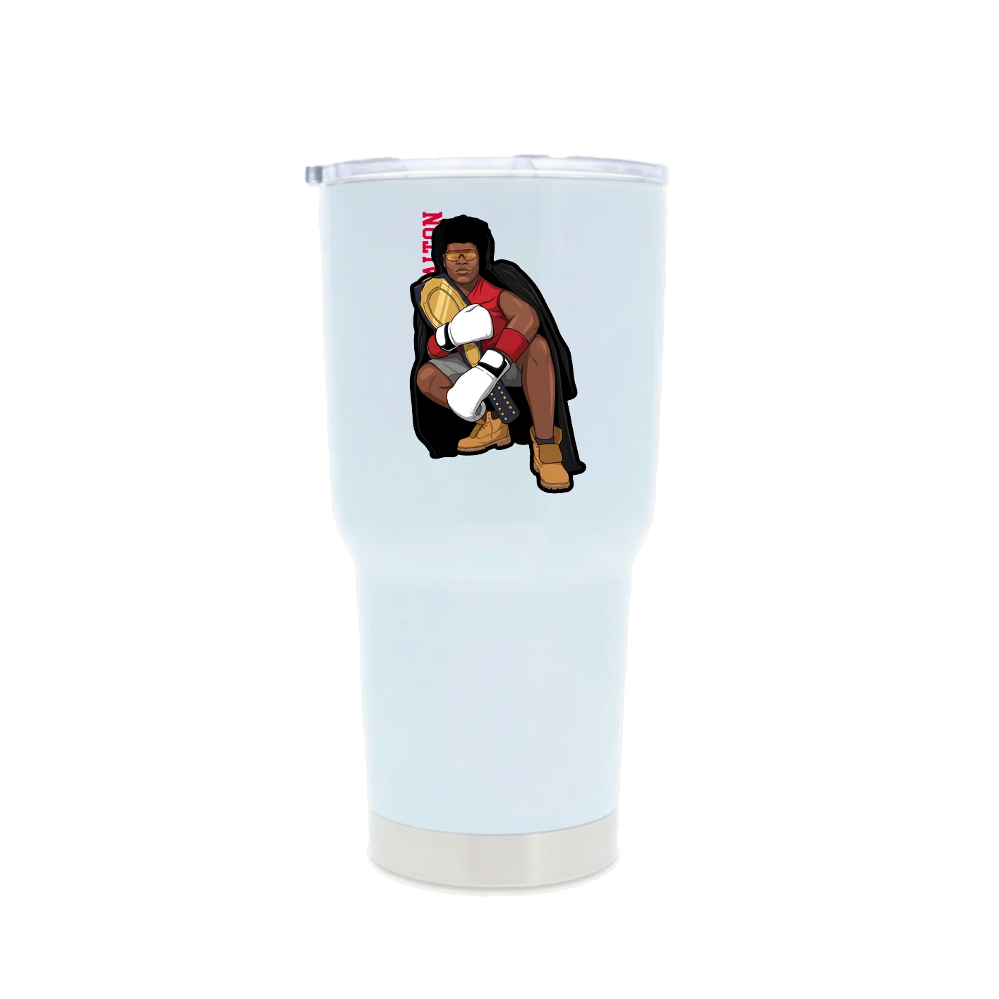 30oz Stainless Steel Tumbler — Name Vertical in White