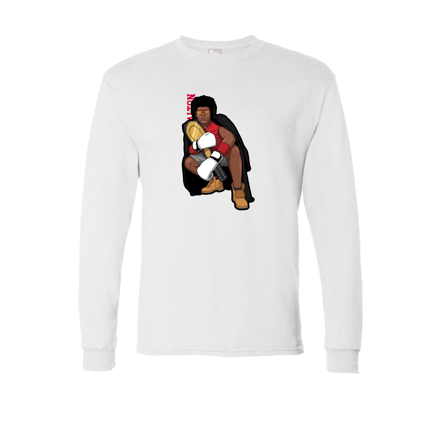 Long Sleeve Tee — Name Vertical in White