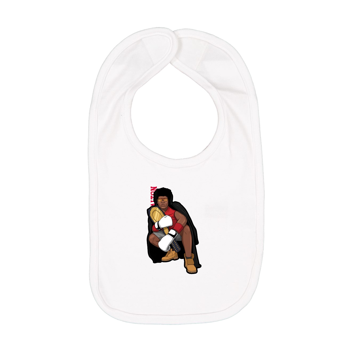 Infant Bib — Name Vertical in White