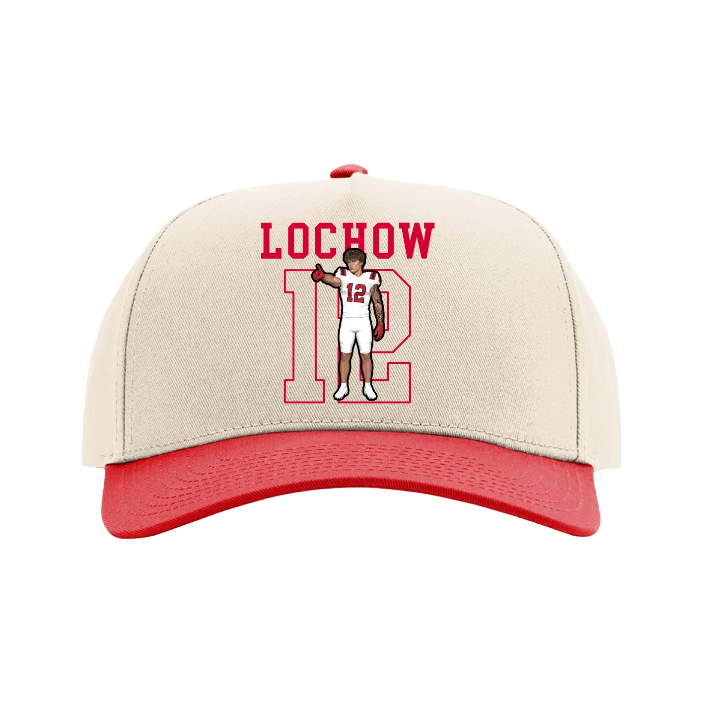 Full Fabric Five-Panel Champ Cap — Shirsey in Cream/Red