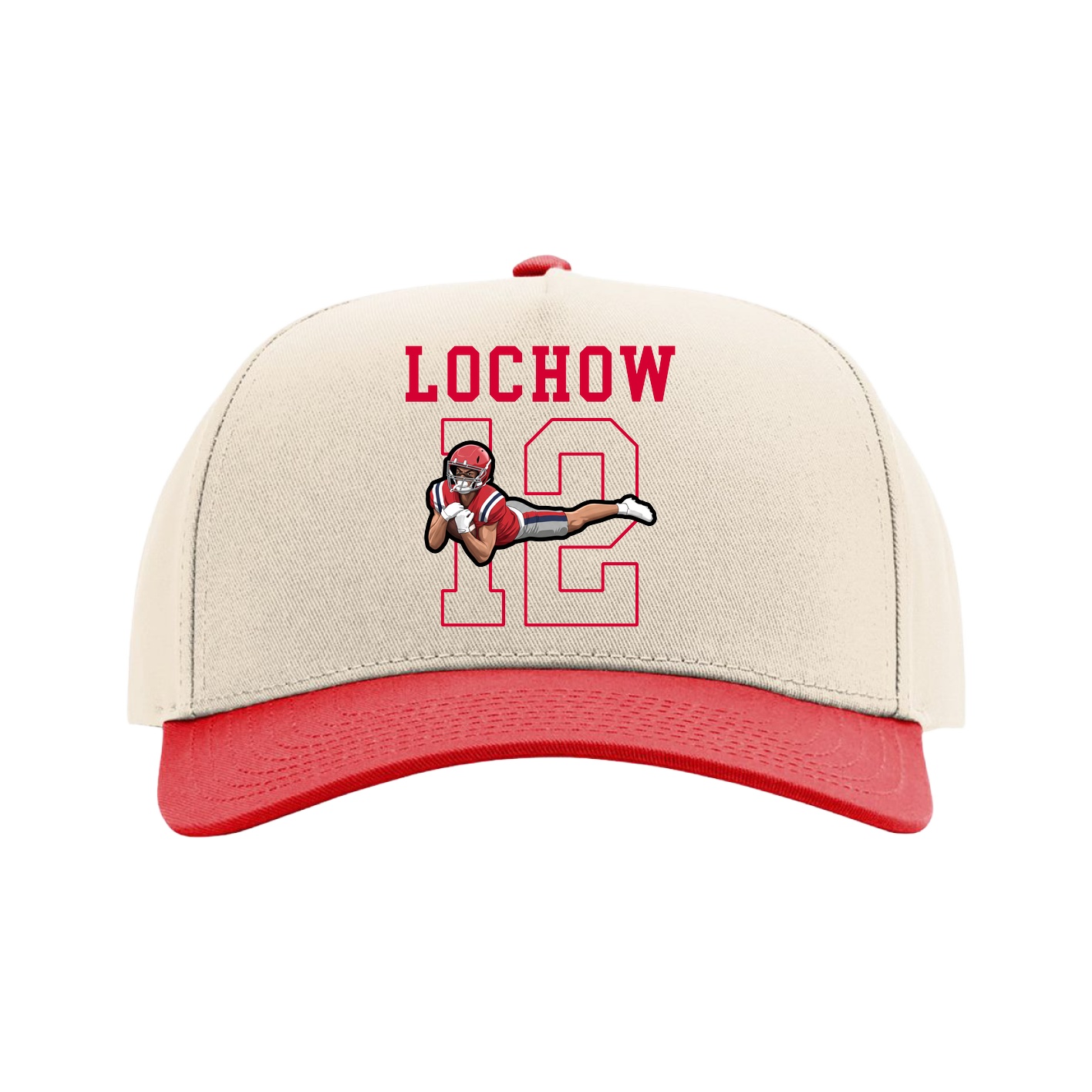 Full Fabric Five-Panel Champ Cap — Shirsey in Cream/Red