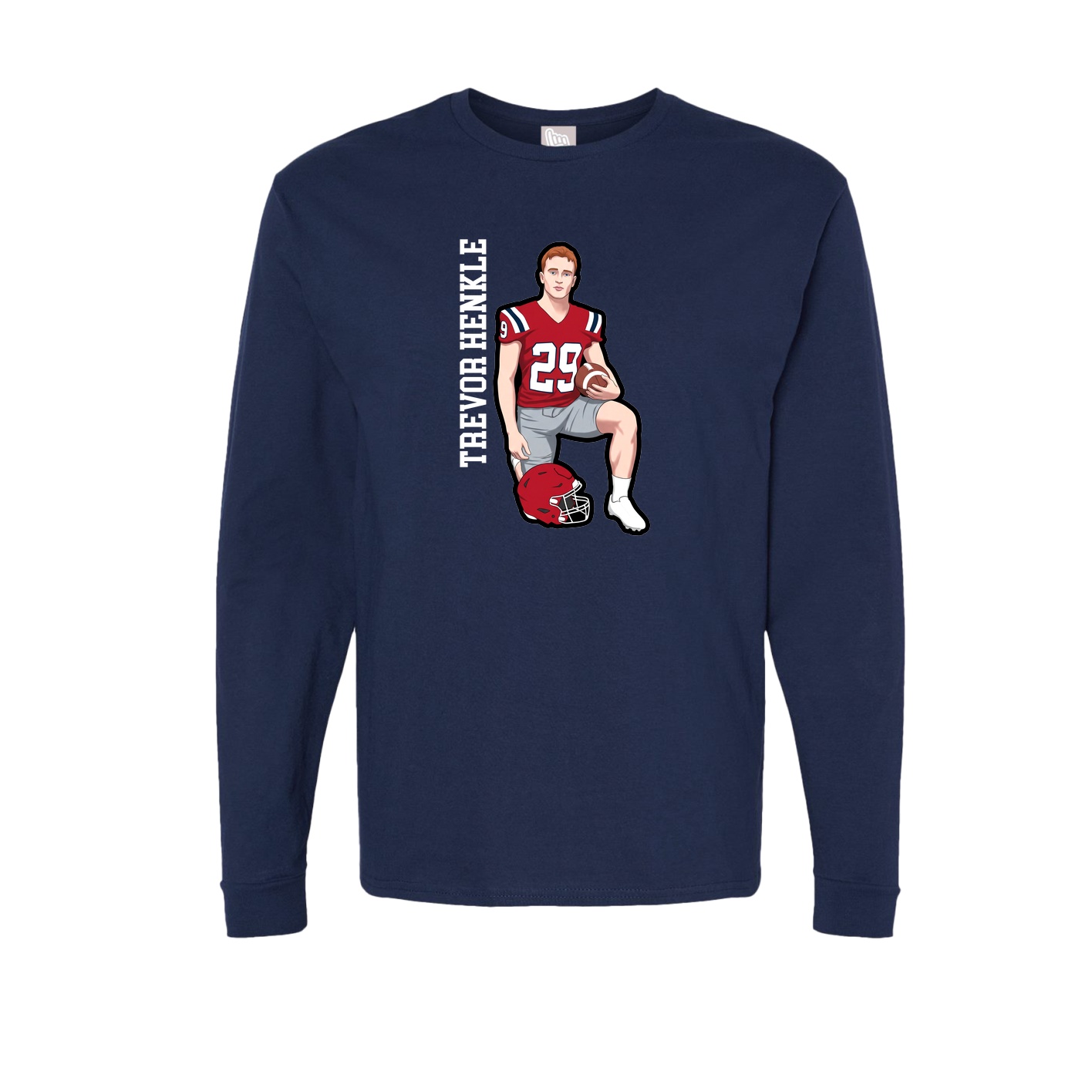 Long Sleeve Tee — Name Vertical in Navy