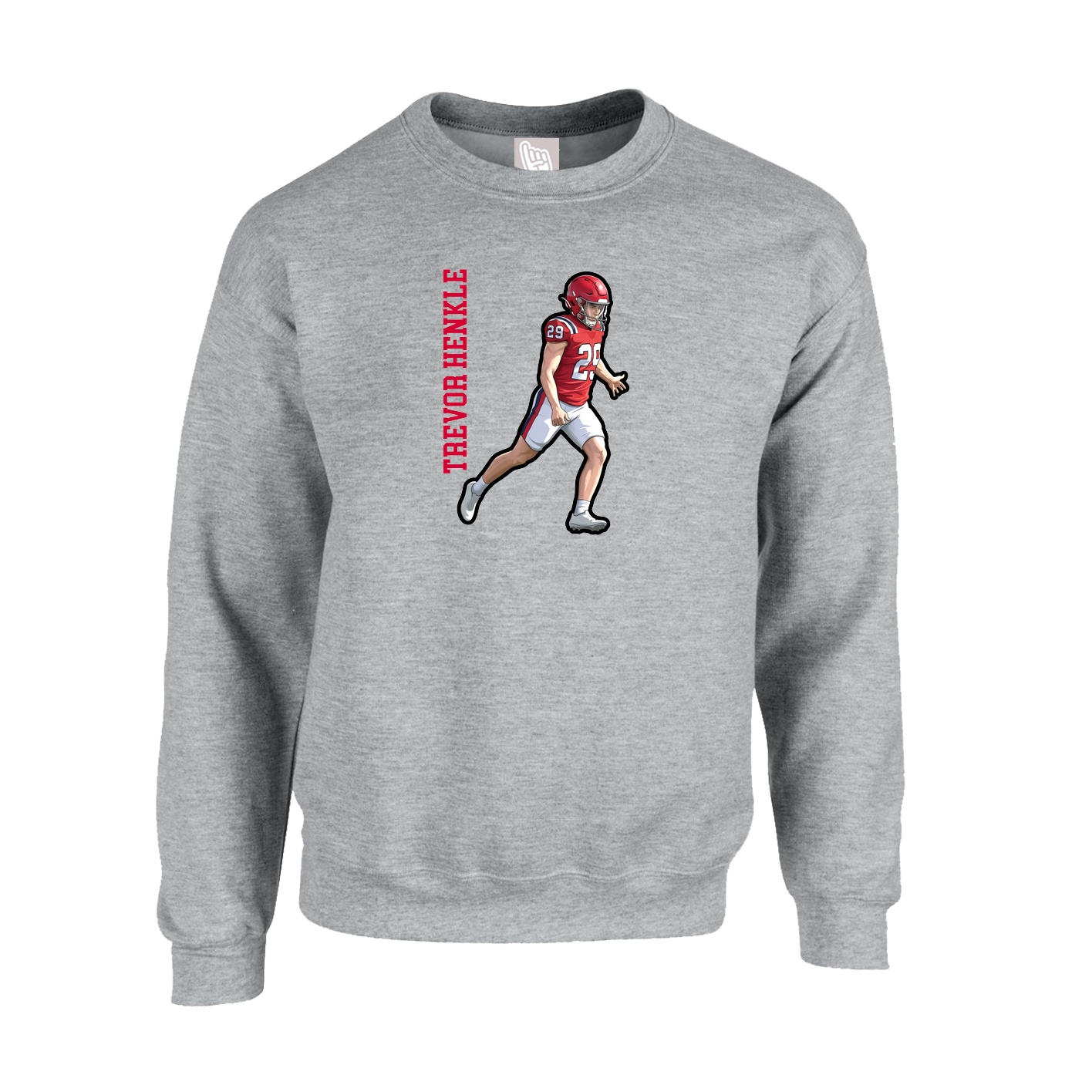 Fleece Crew — Name Vertical in Grey