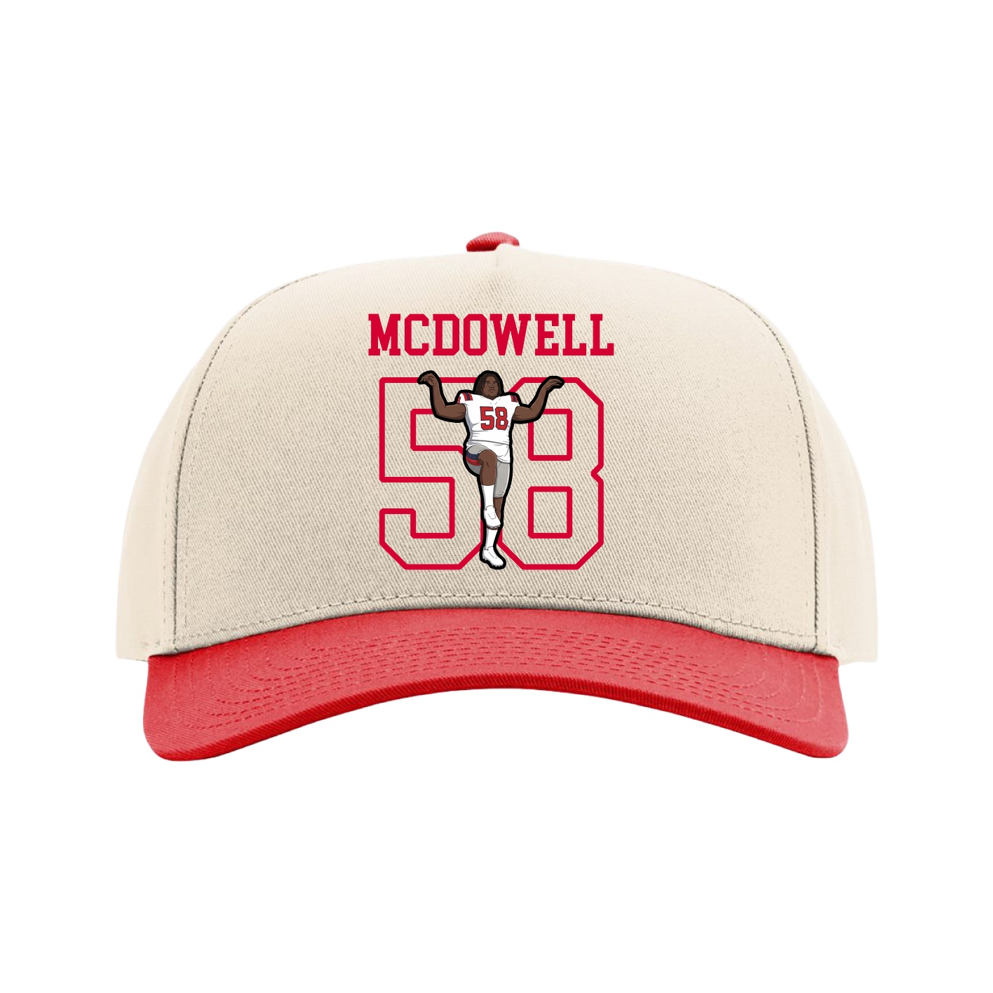 Full Fabric Five-Panel Champ Cap — Shirsey in Cream/Red