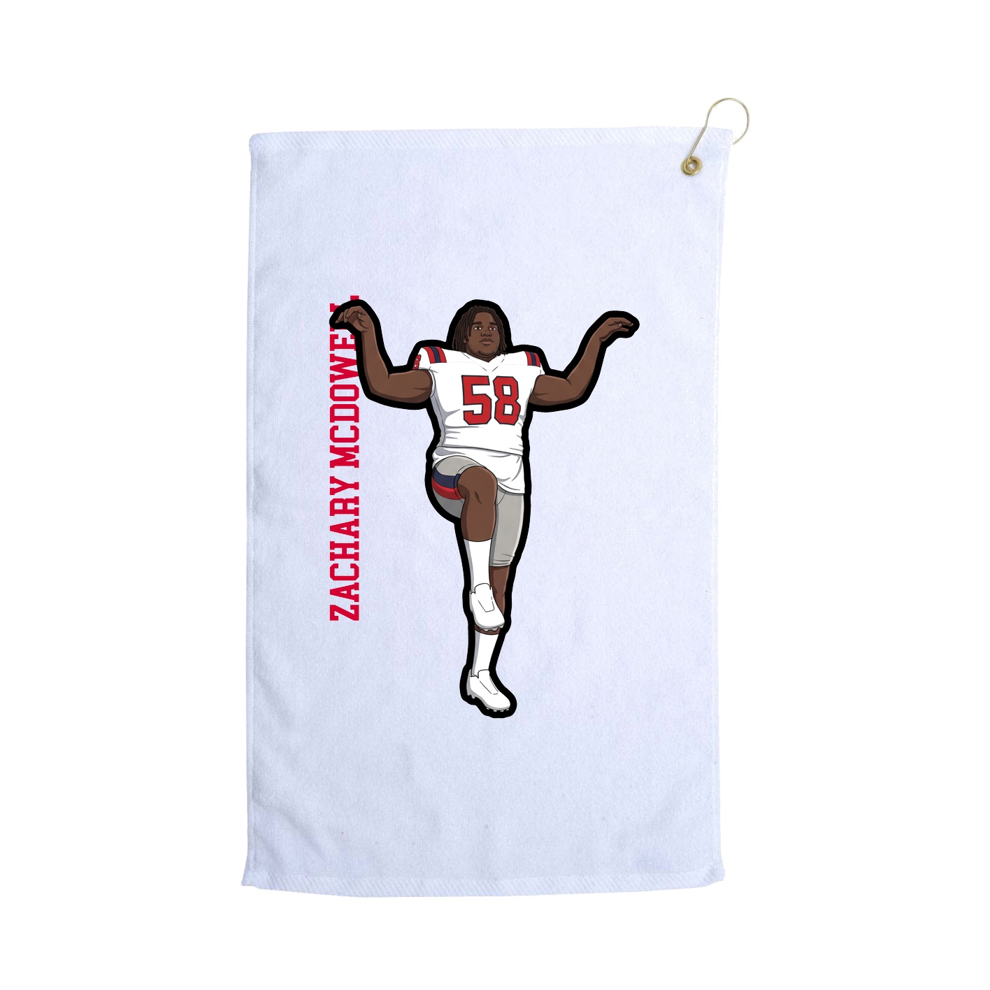 Golf Towel — Name Vertical in White