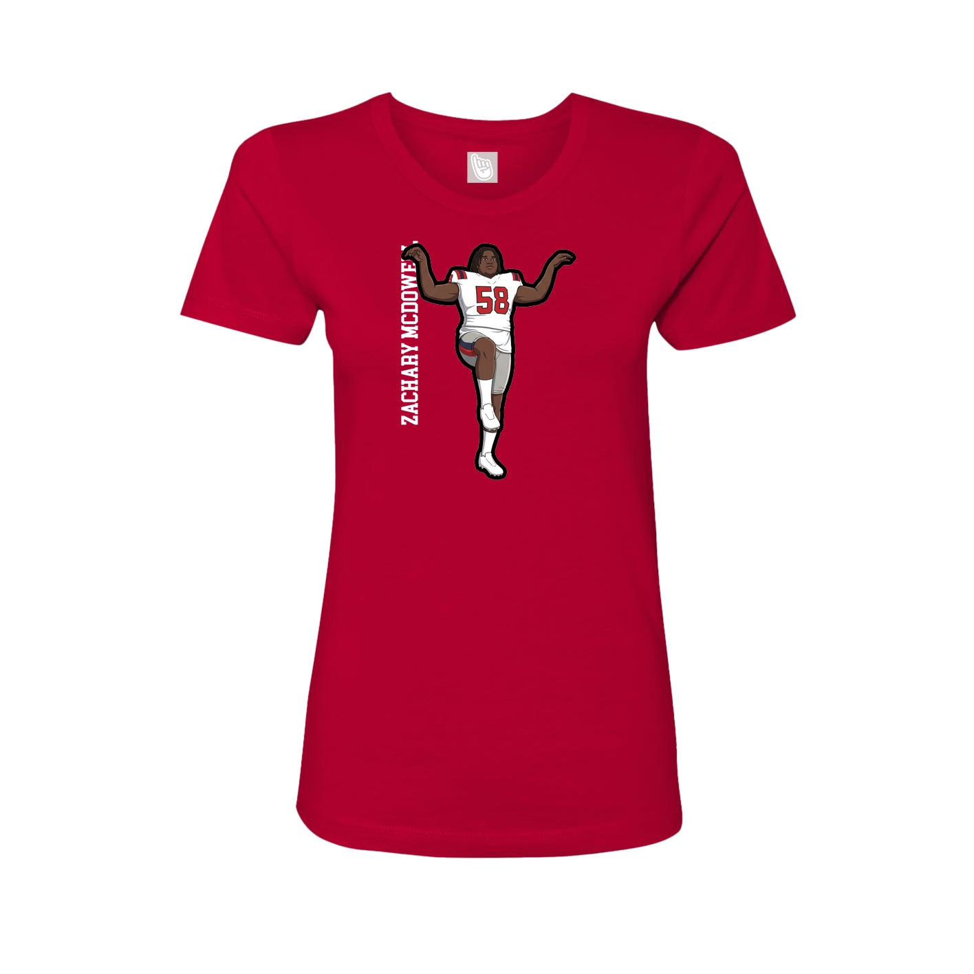 Fitted Women's Tee — Name Vertical in Red